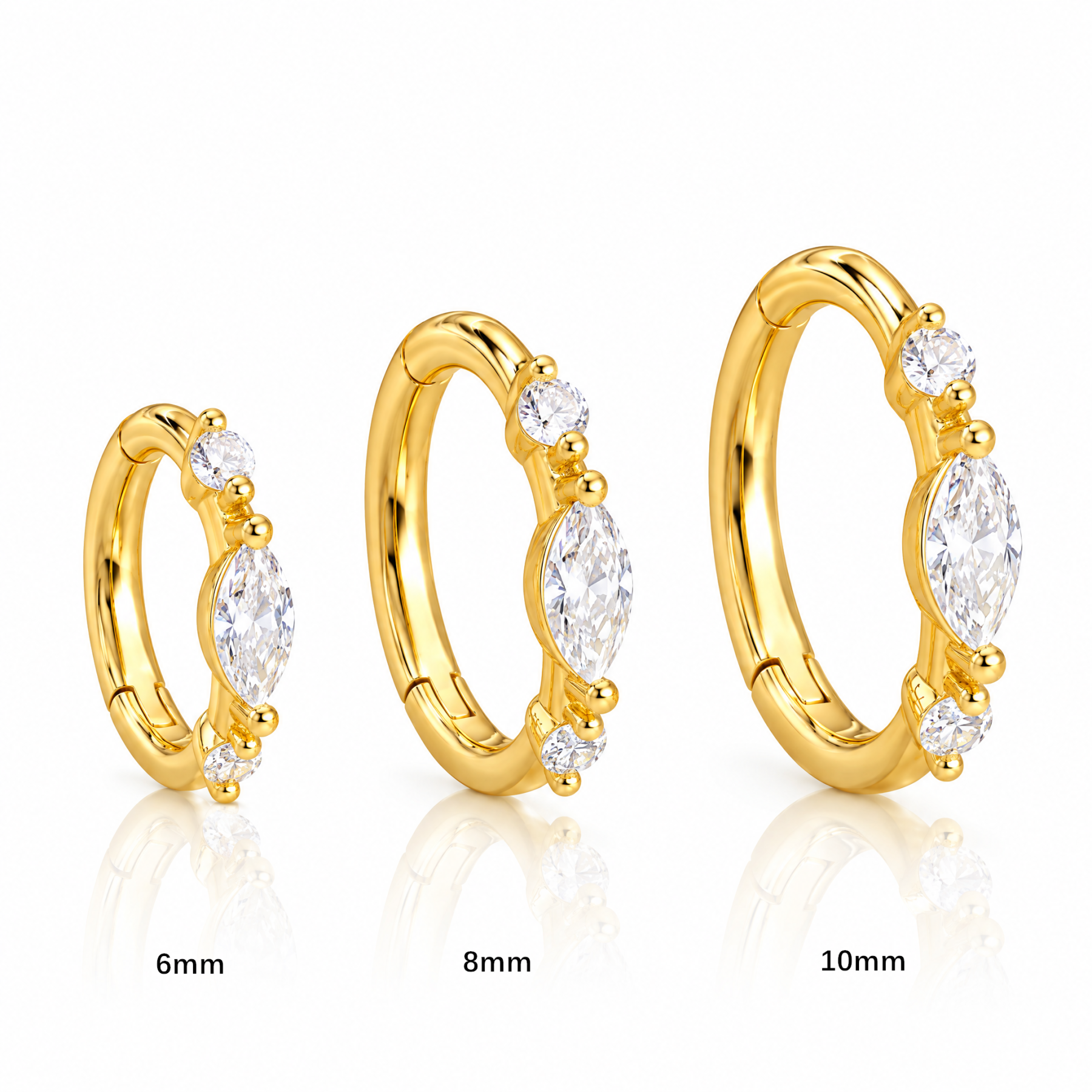 Marquise CZ Clicker Hoops — Tiny Sparkle, Perfectly Stacked