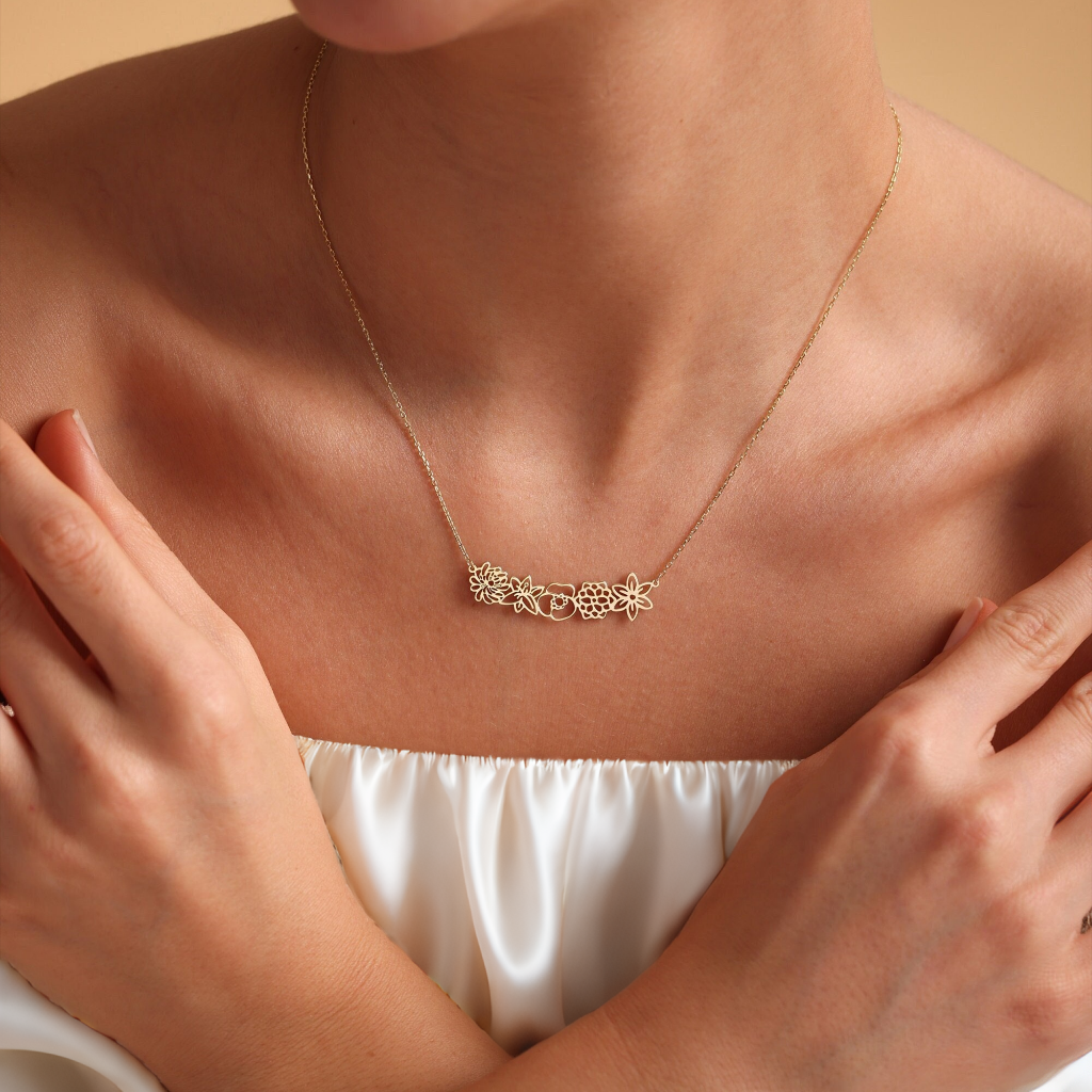 Personalized Birth Flower Necklace (Bracelet)