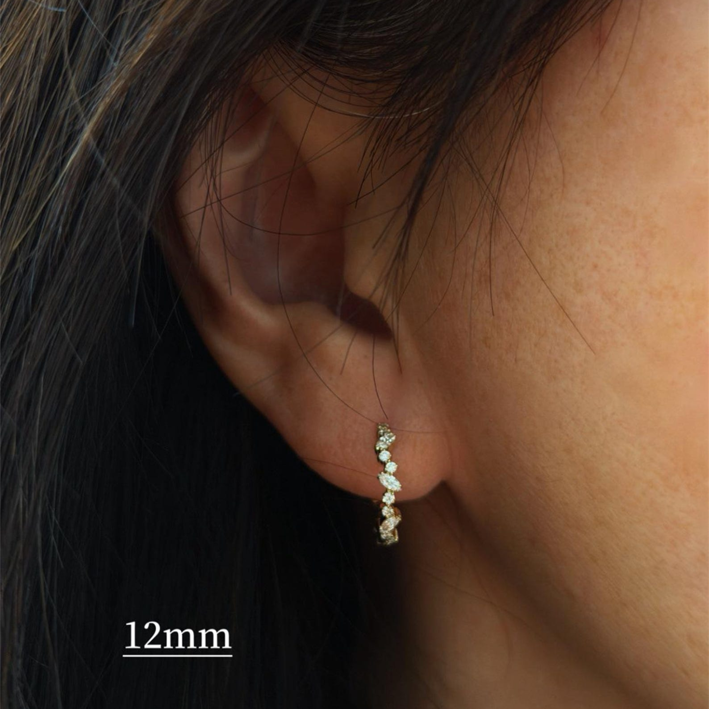 Marquise CZ Irregular Huggie Hoops