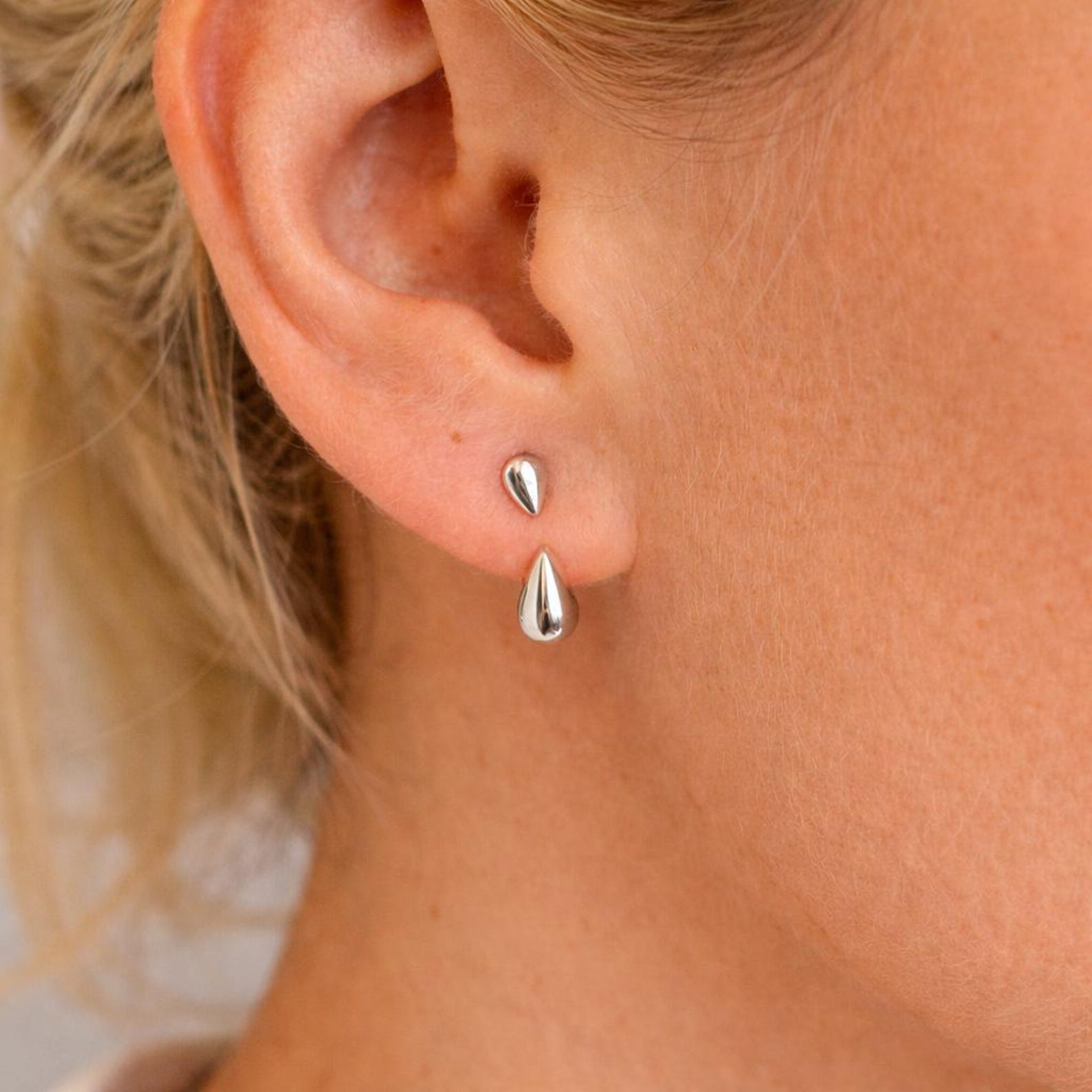Back Drop Teardrop Stud Earrings