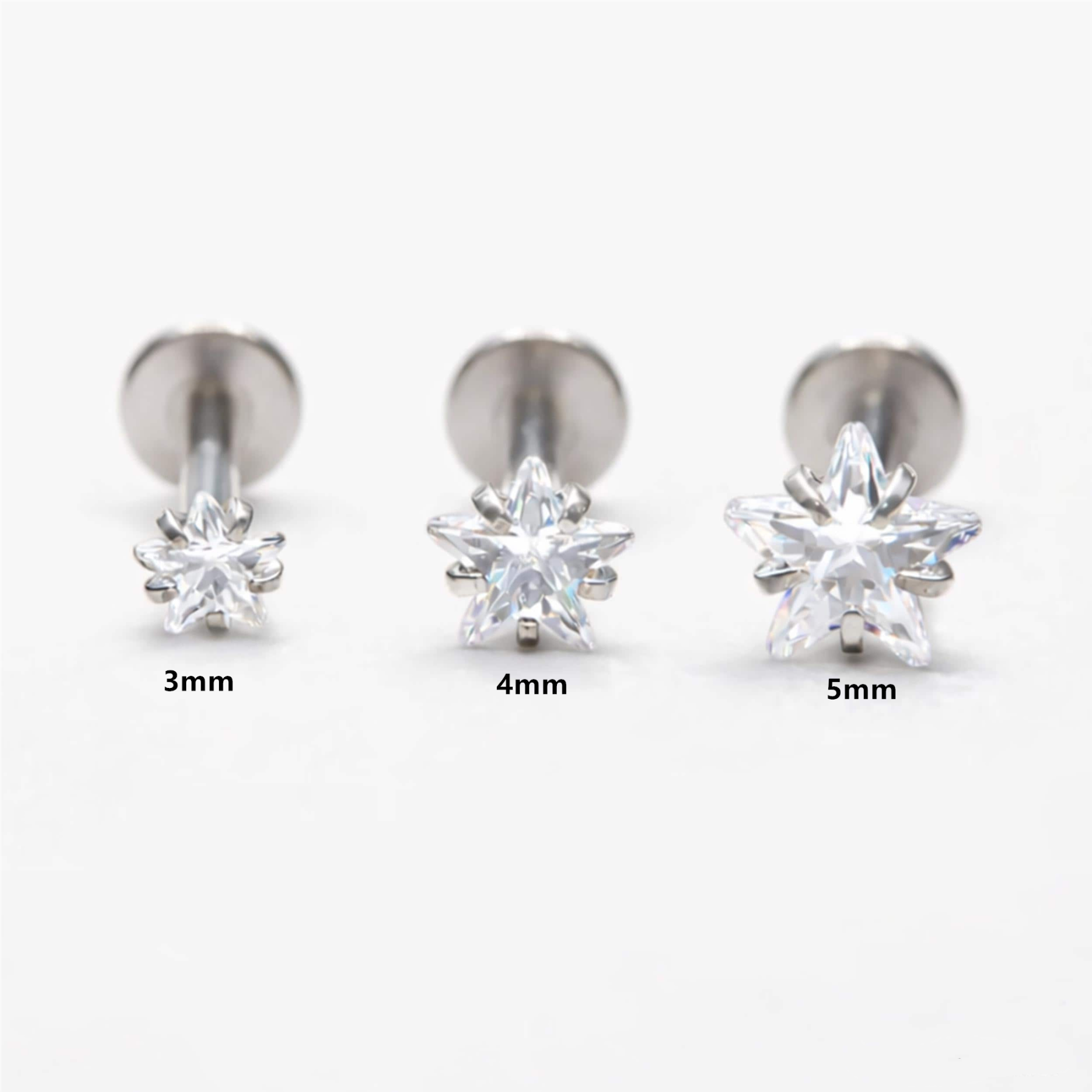 CZ Star Flat Back Labret Stud (2PCS)