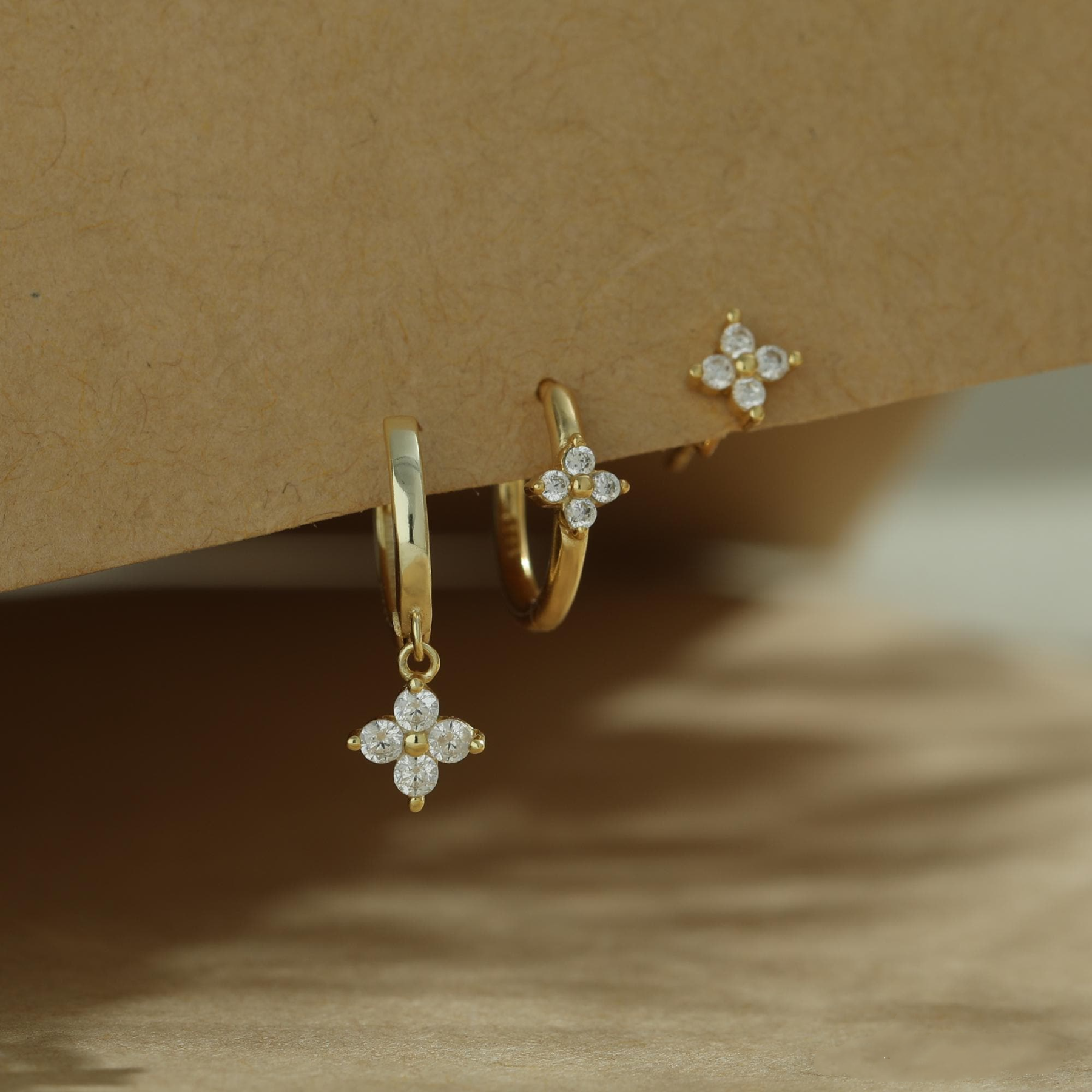 Sterling Silver Dainty Flower Huggie Hoop Earrings