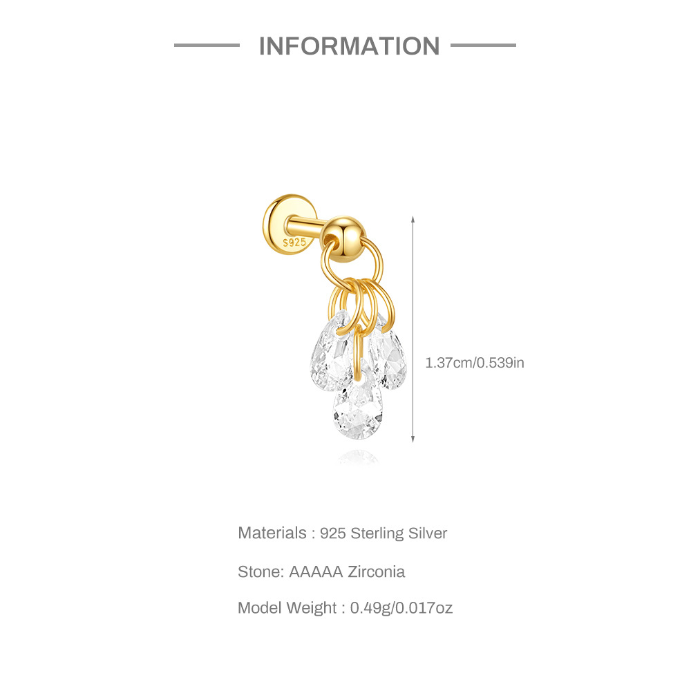CZ Drop Flat Back Stud