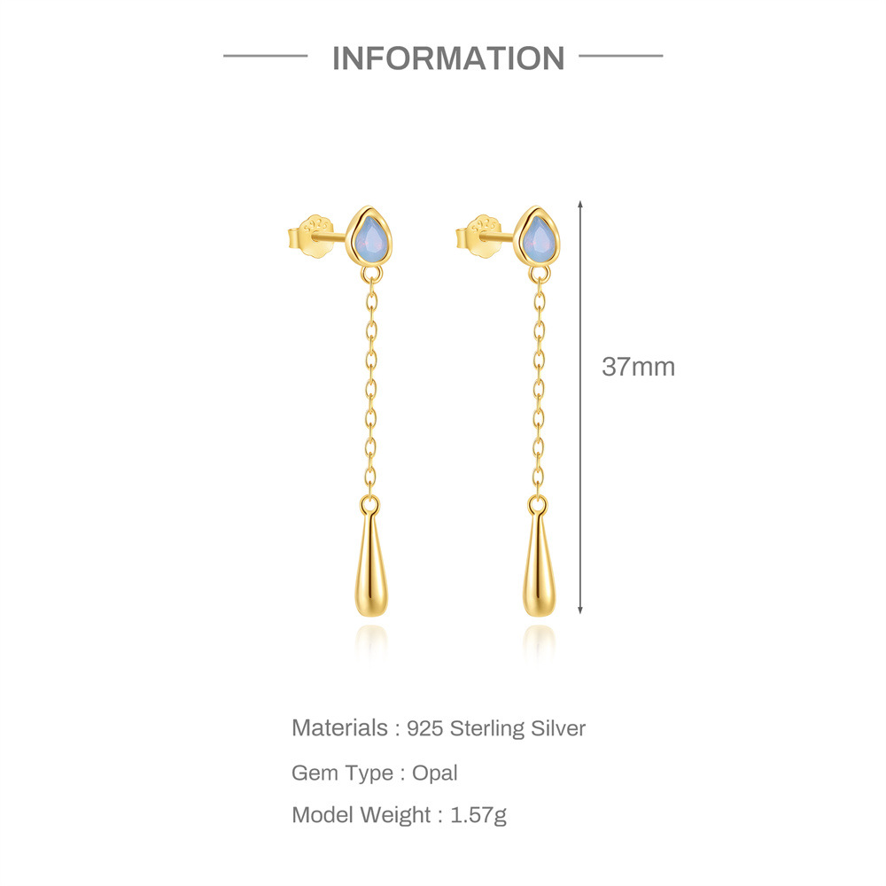 Elegant Opal Teardrop Chain Earrings