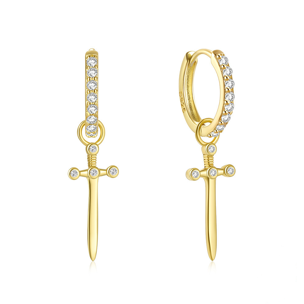 Sword Charm Hoop Earrings