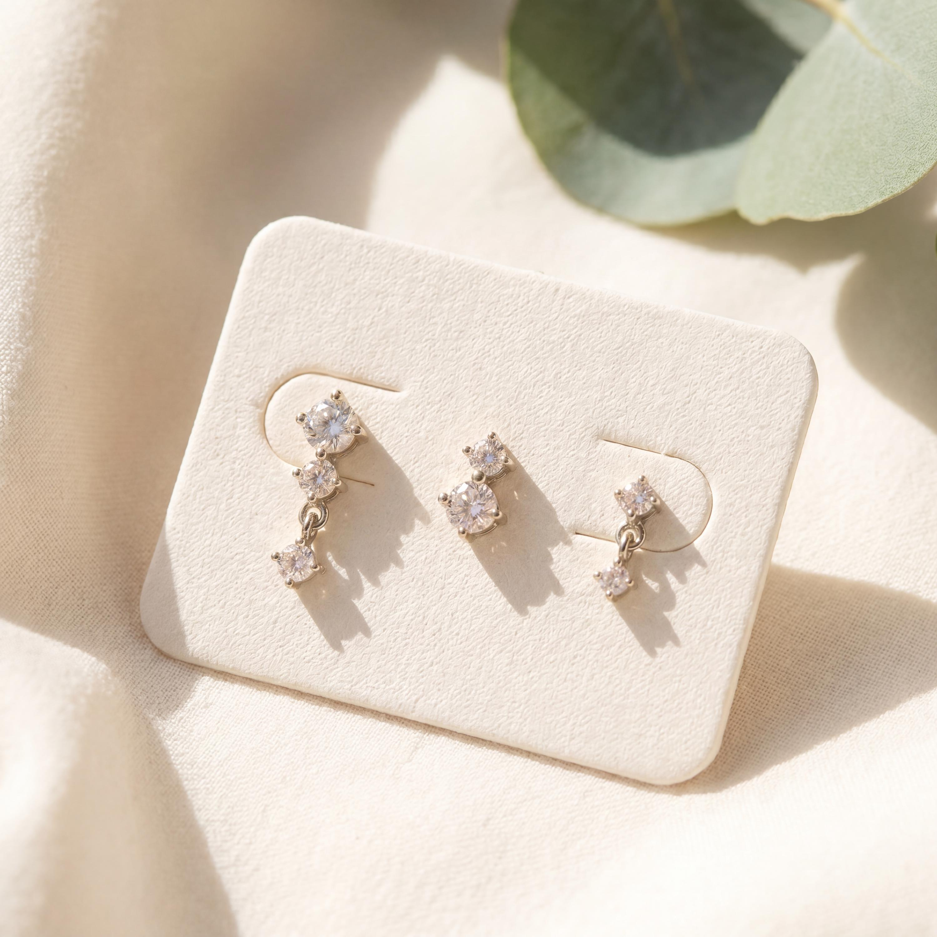 Dainty CZ Earring Set