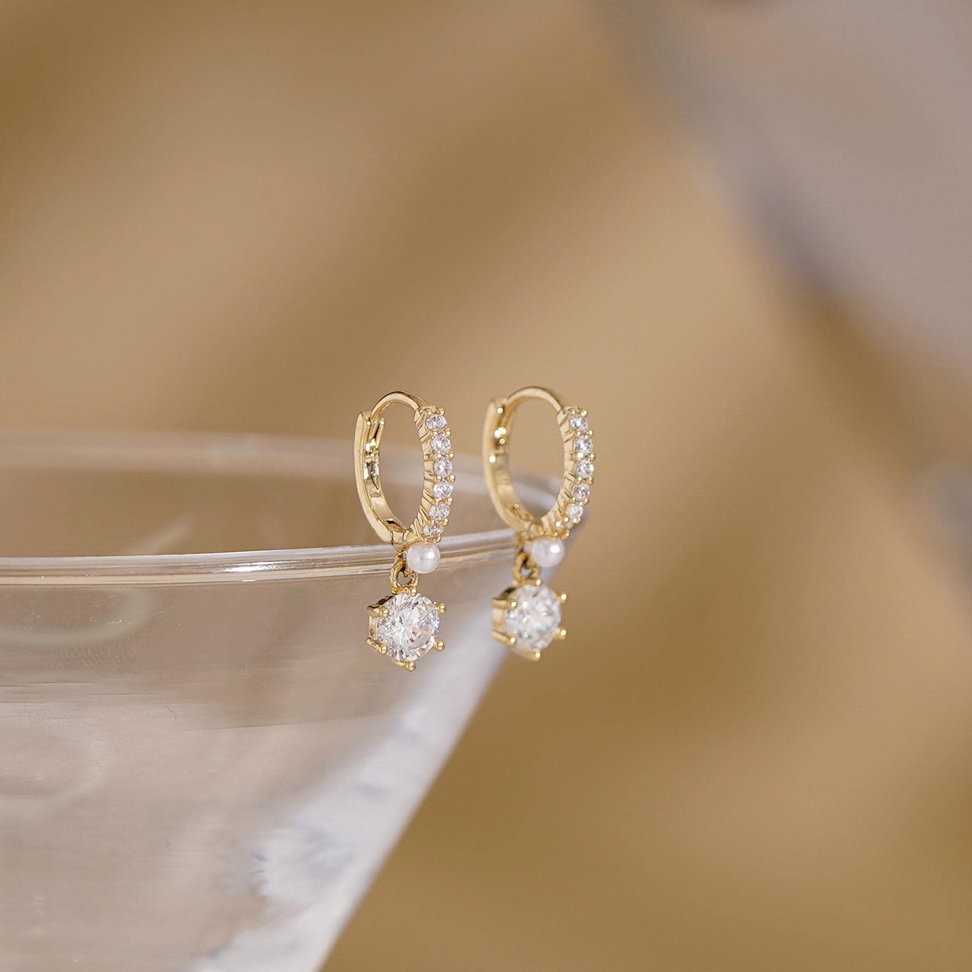Minimalist Diamond Huggie Hoop Earrings(2 PCS)