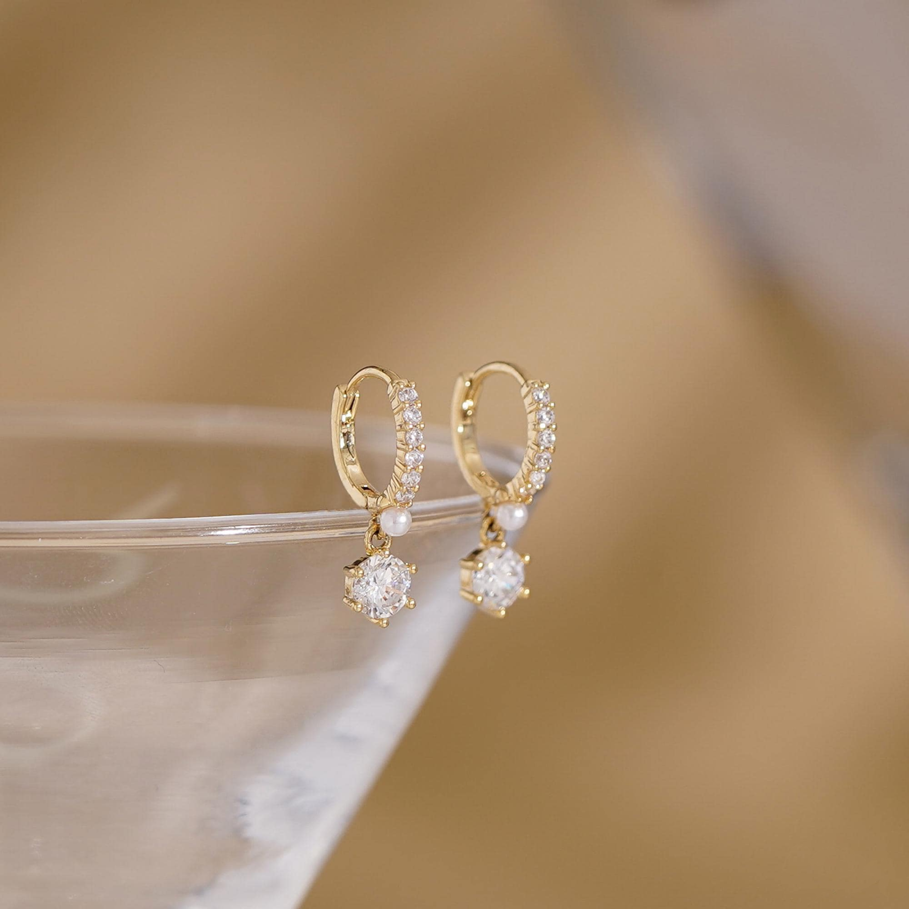 Minimalist Diamond Huggie Hoop Earrings(2 PCS)
