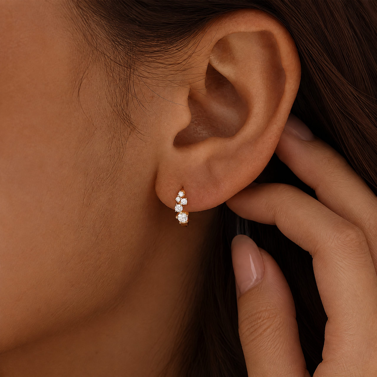 Delicate Diamond Hoop Earrings — Little Sparks of Happiness