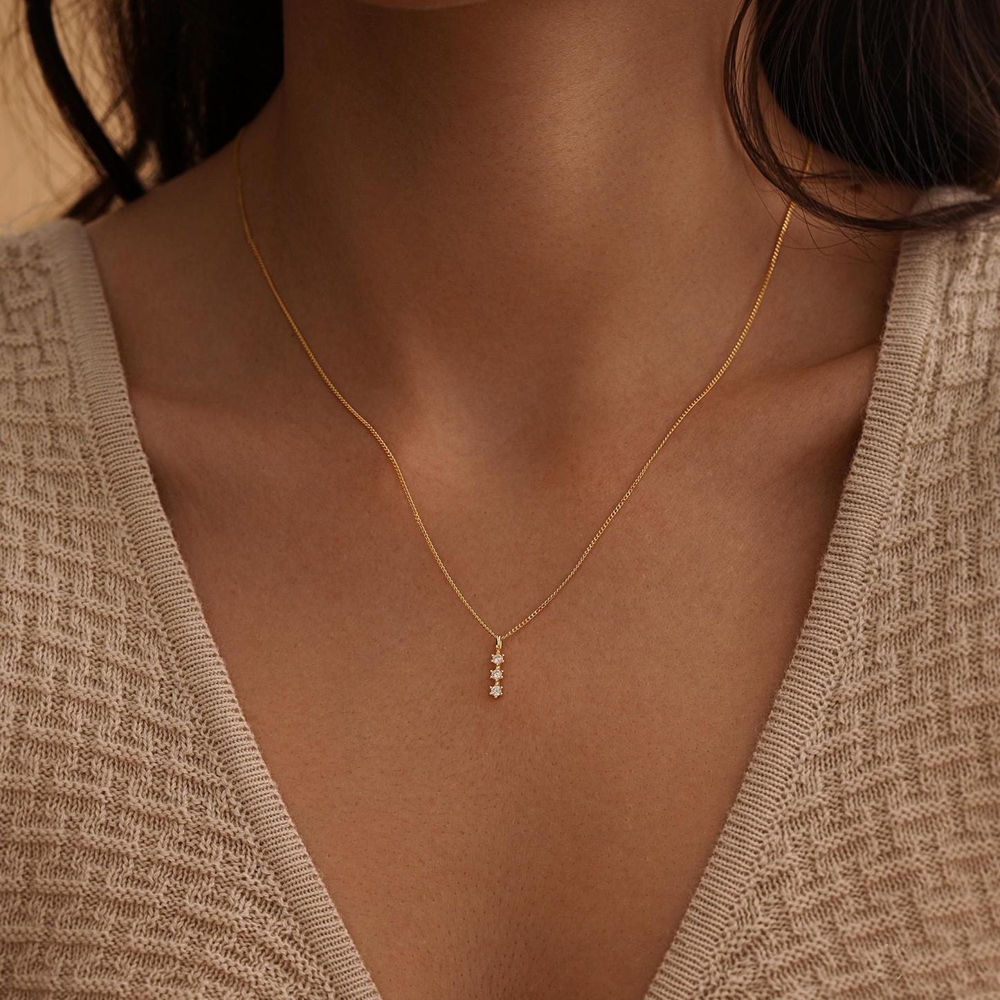 3 Tiny Diamond Necklace