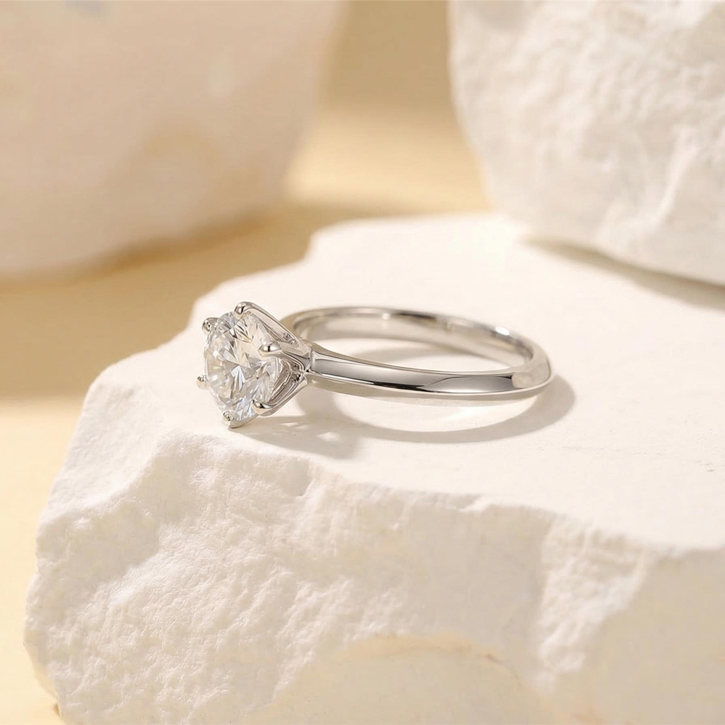 Moissanite Solitaire Ring — A Clear Spark of Forever