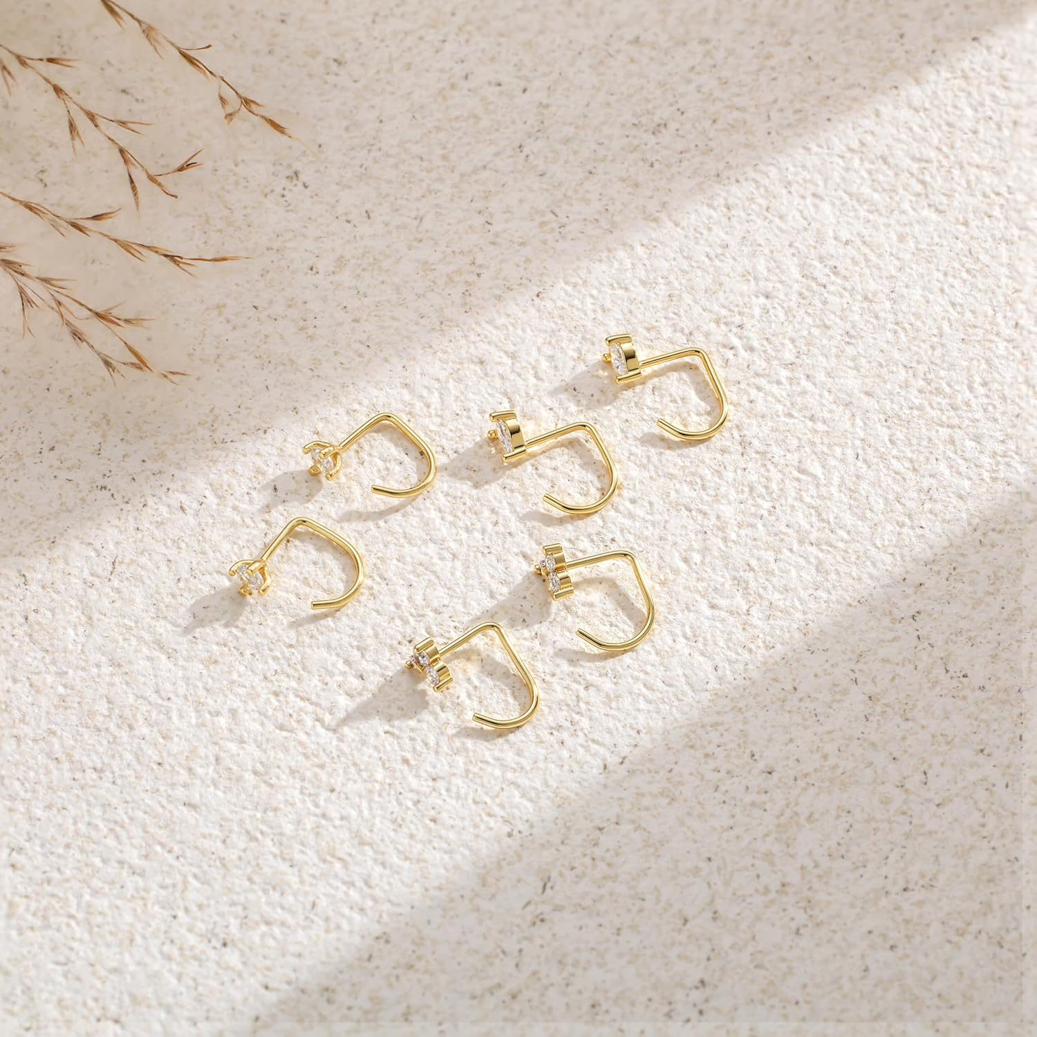 Backless Half Hoop Earrings — Tiny Sparkle, Floating Shine
