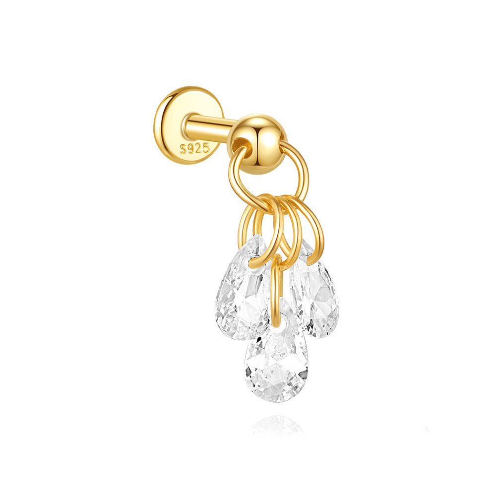 CZ Drop Flat Back Stud