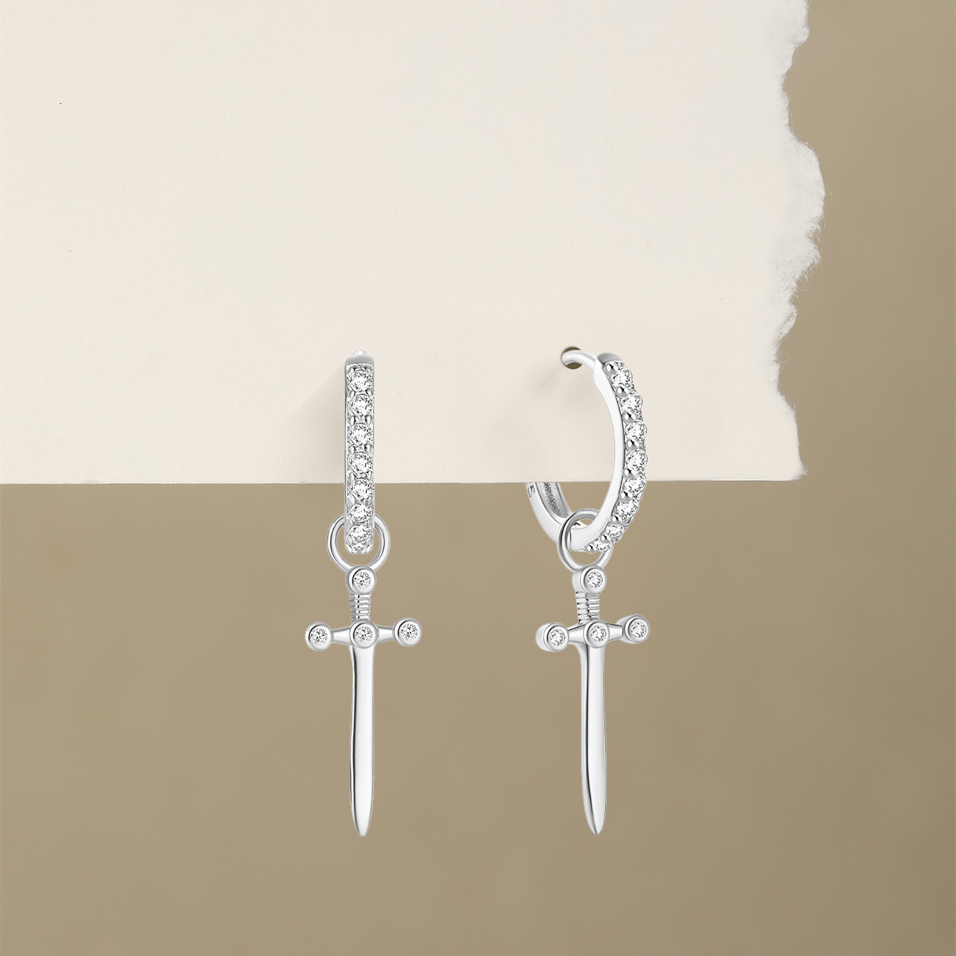 Sword Charm Hoop Earrings