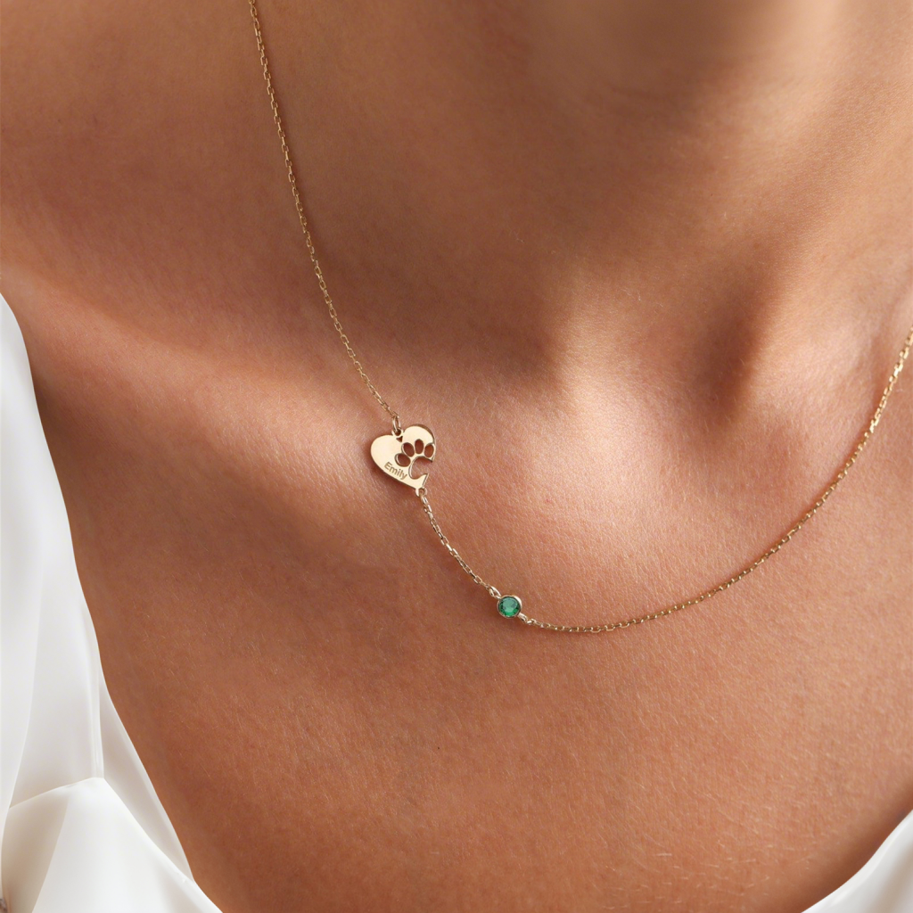 Personalized Engraved Paw Print Necklace
