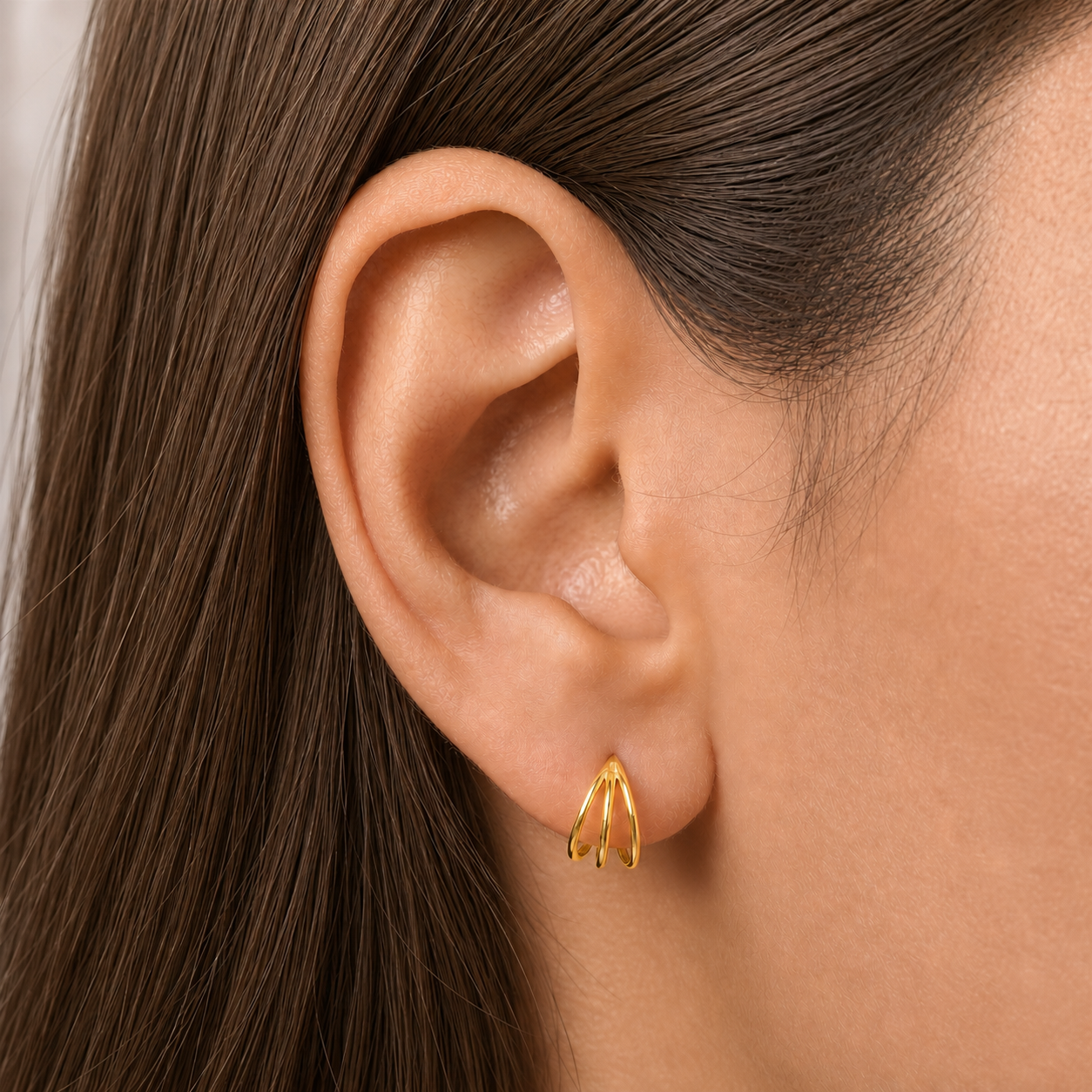 Triple Hinged Ear Cuff Earrings — Three Lines, One Effortless Stack