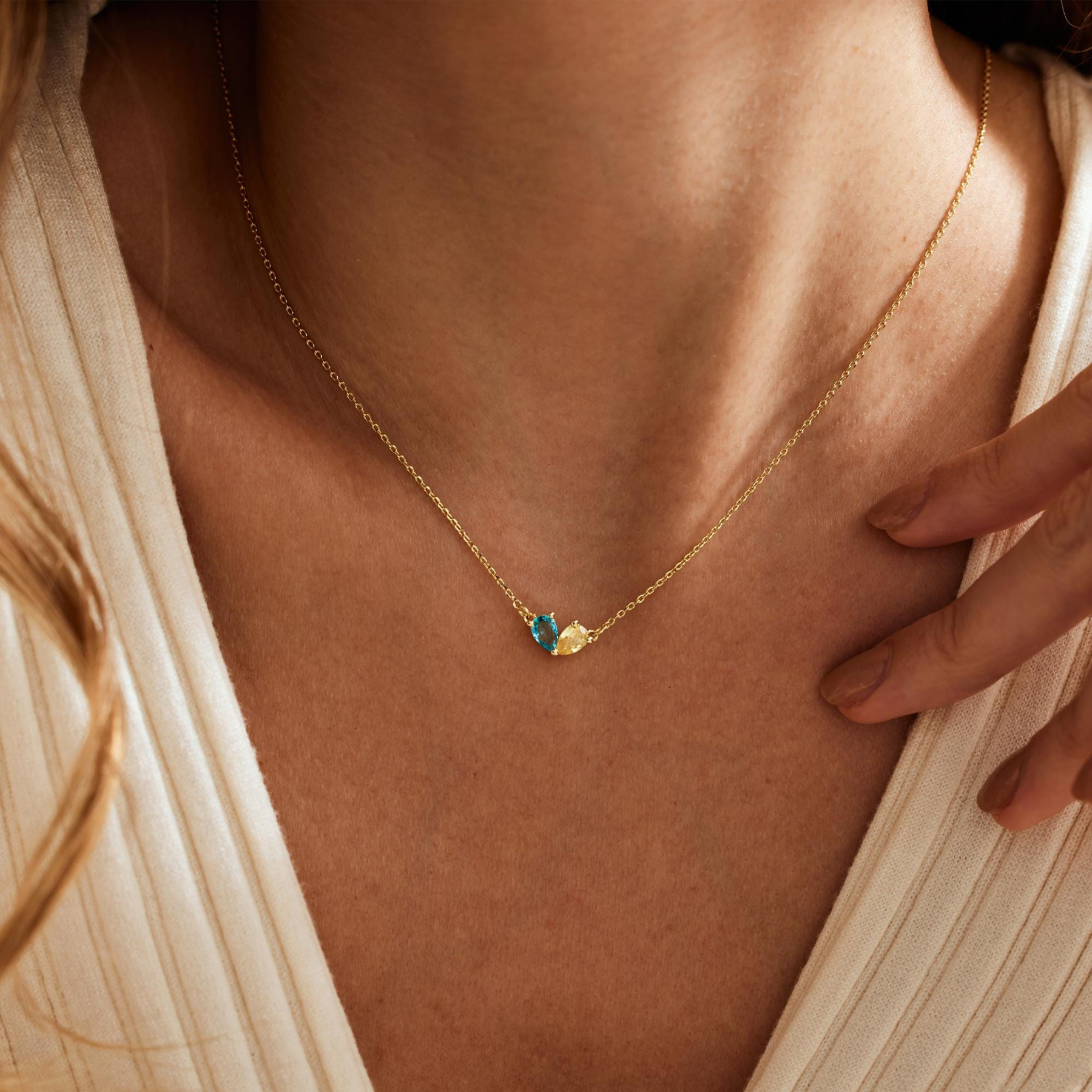 Personalized Two Birthstone Necklace — Two Hearts, One Beautiful Bond