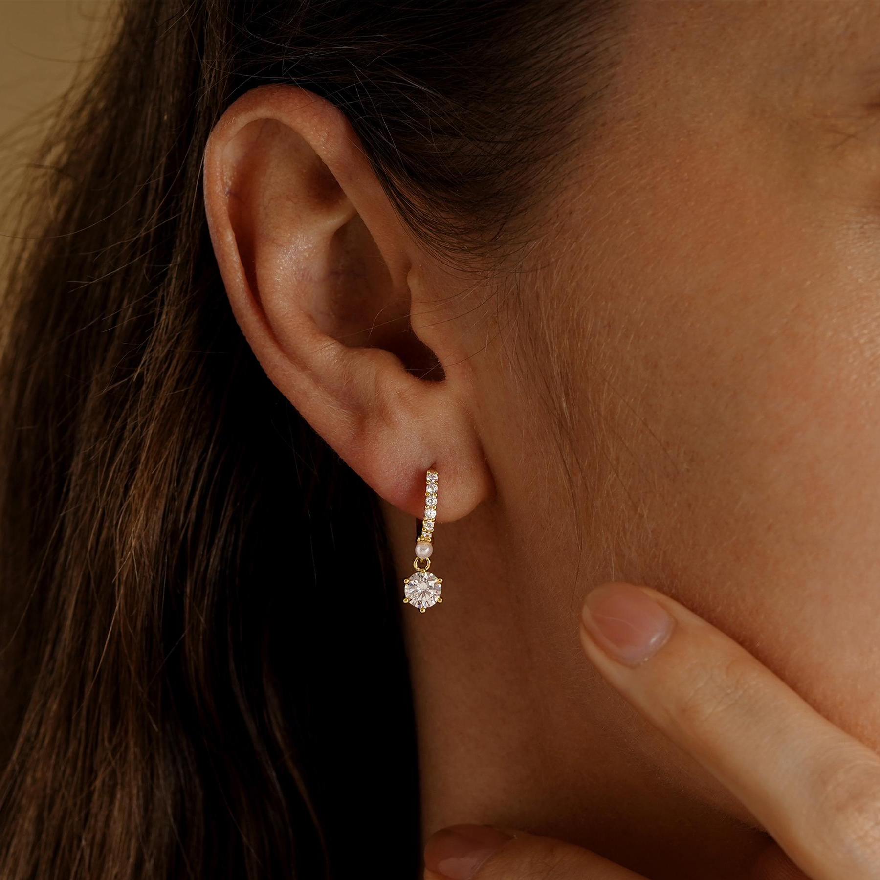 Minimalist Diamond Huggie Hoop Earrings(2 PCS)