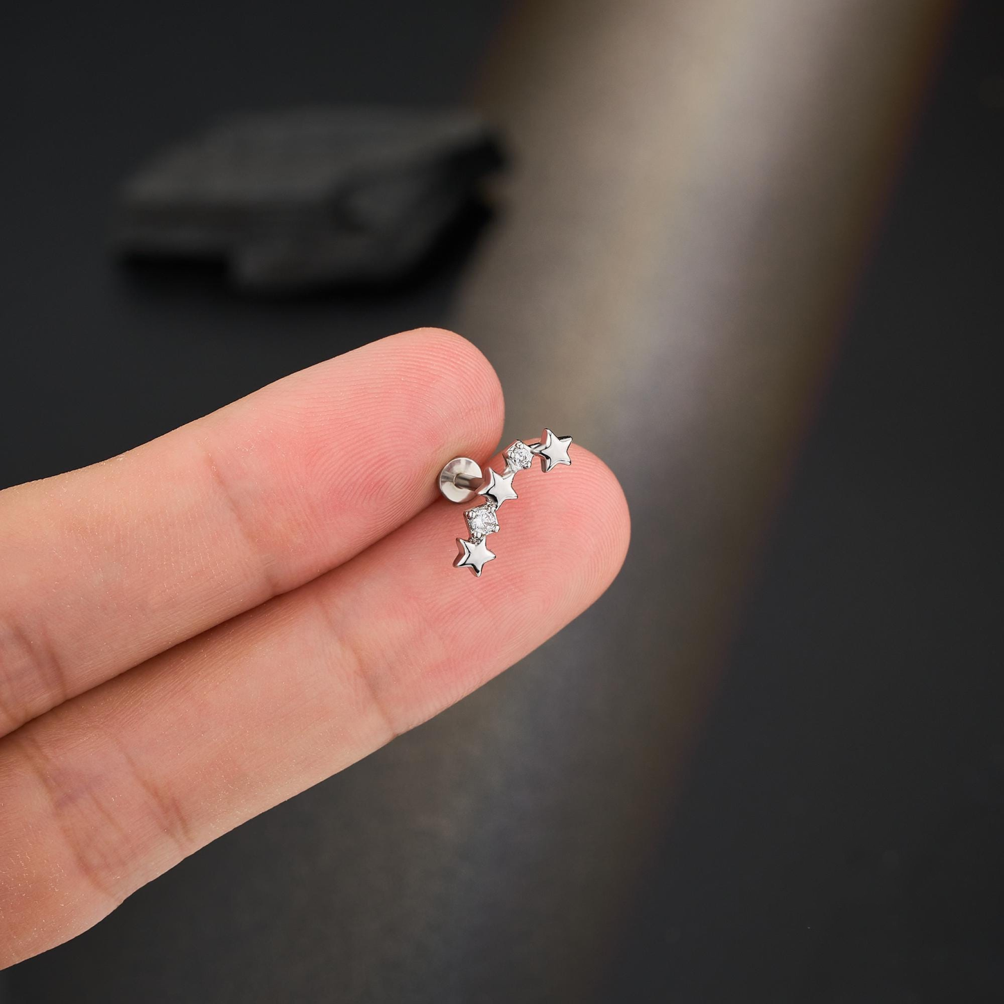 Paved Star & CZ Ear Climber(1PC)