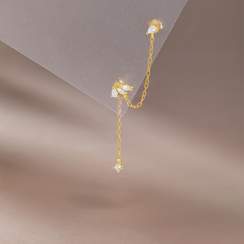 CZ Tassel Chain Stud Earring