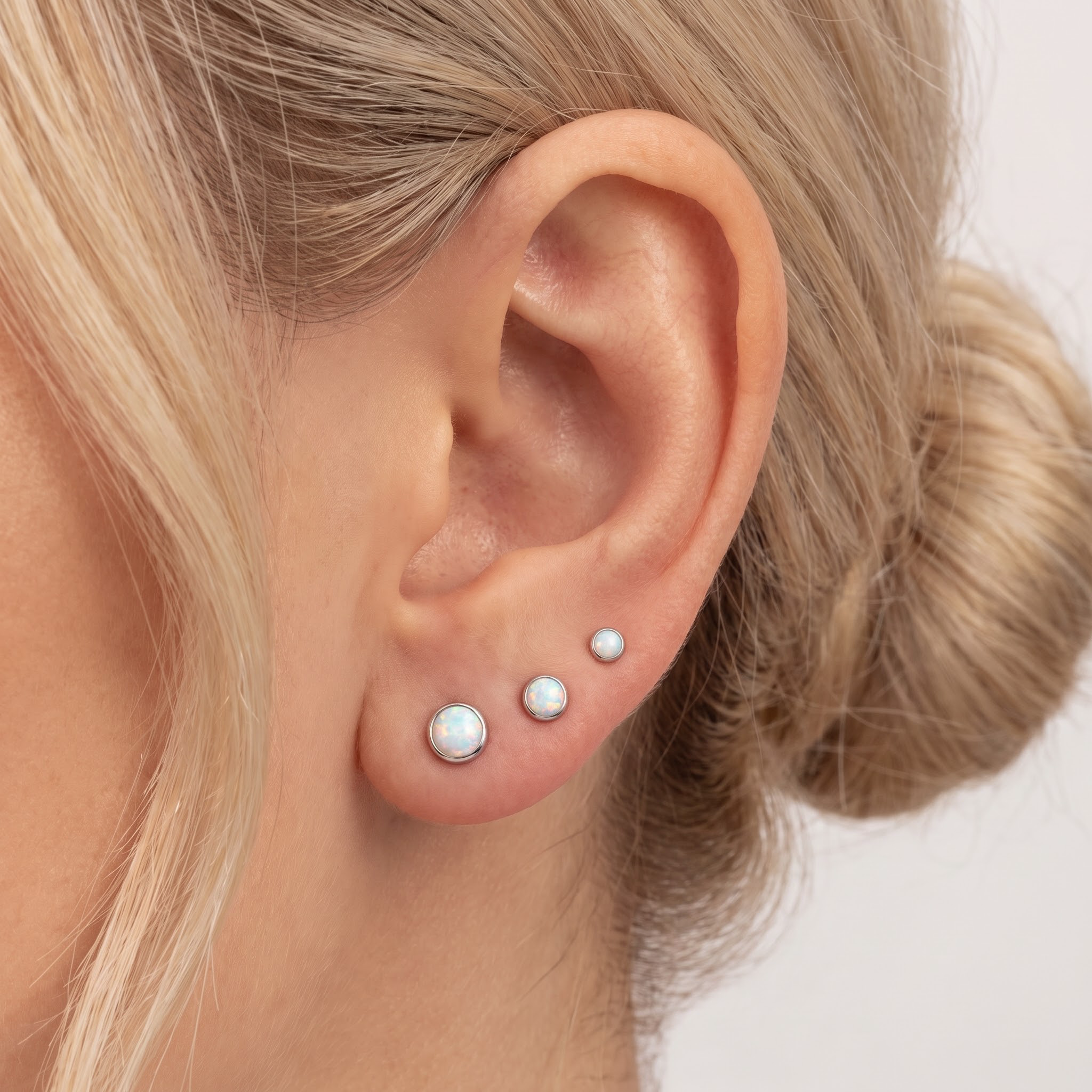 Bezel Opal Flat Back Studs — A Tiny Dream Glow