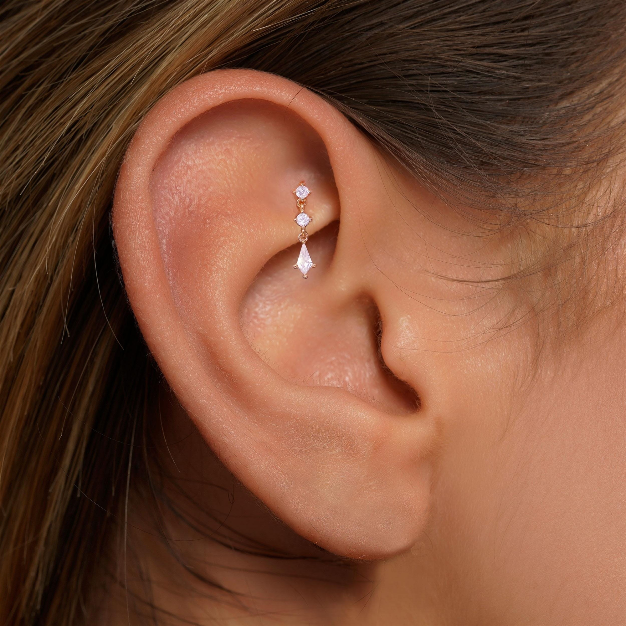 Sterling Silver Cz Dangle Labret (1 PC)