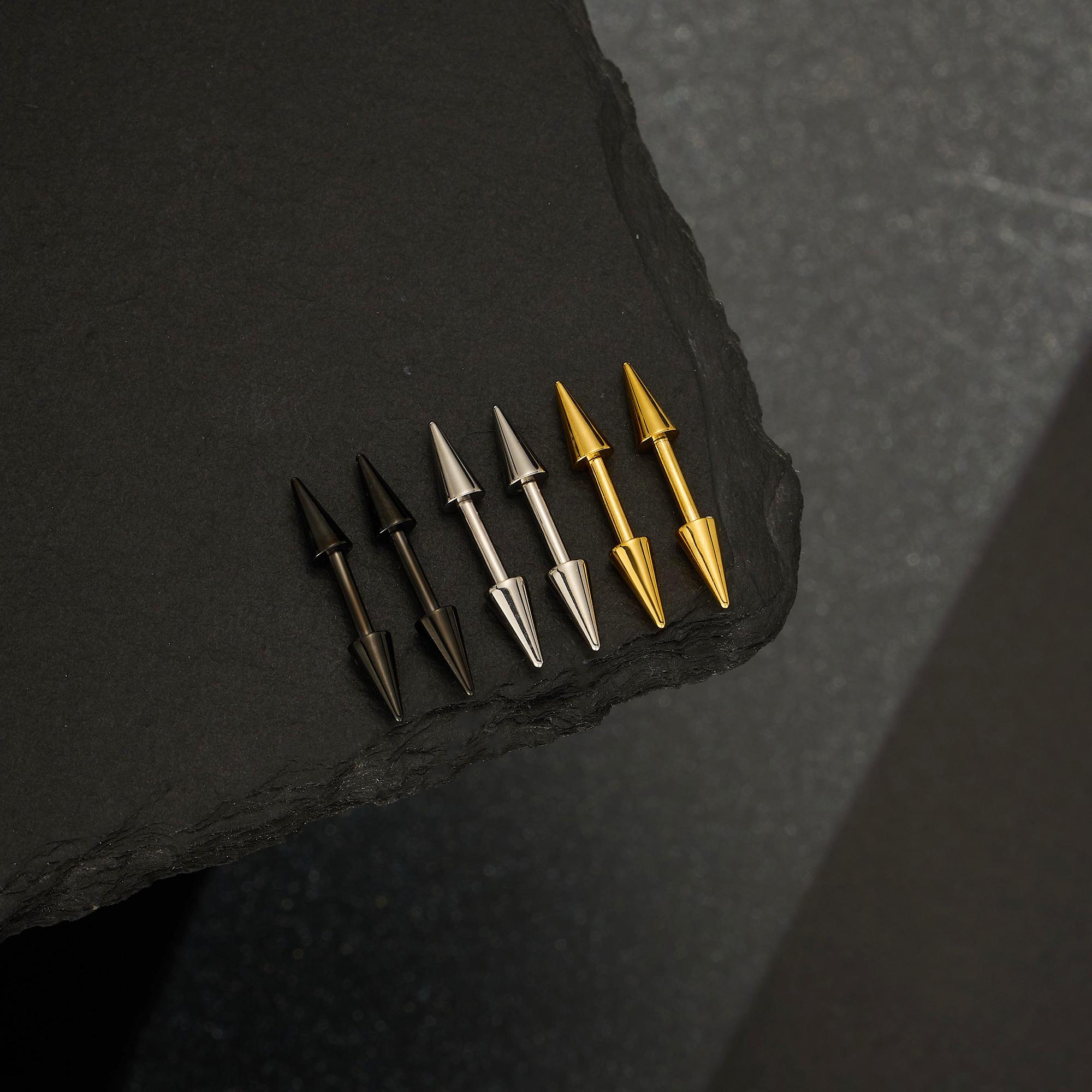 Spike Vertical Stud Earrings — Sharp Lines, Quiet Attitude