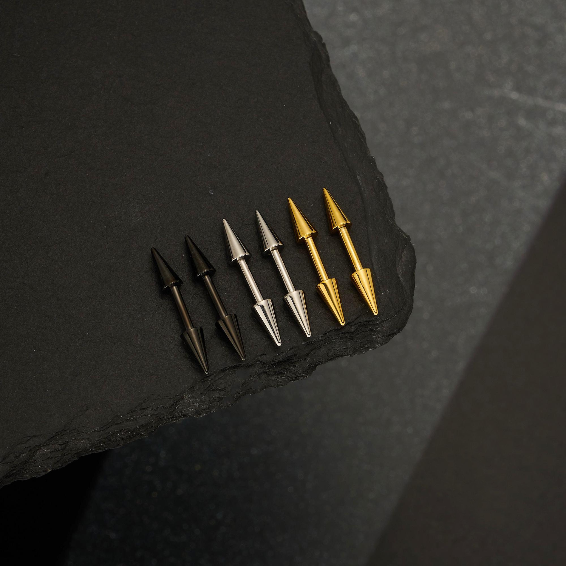 Spike Vertical Stud Earrings — Sharp Lines, Quiet Attitude