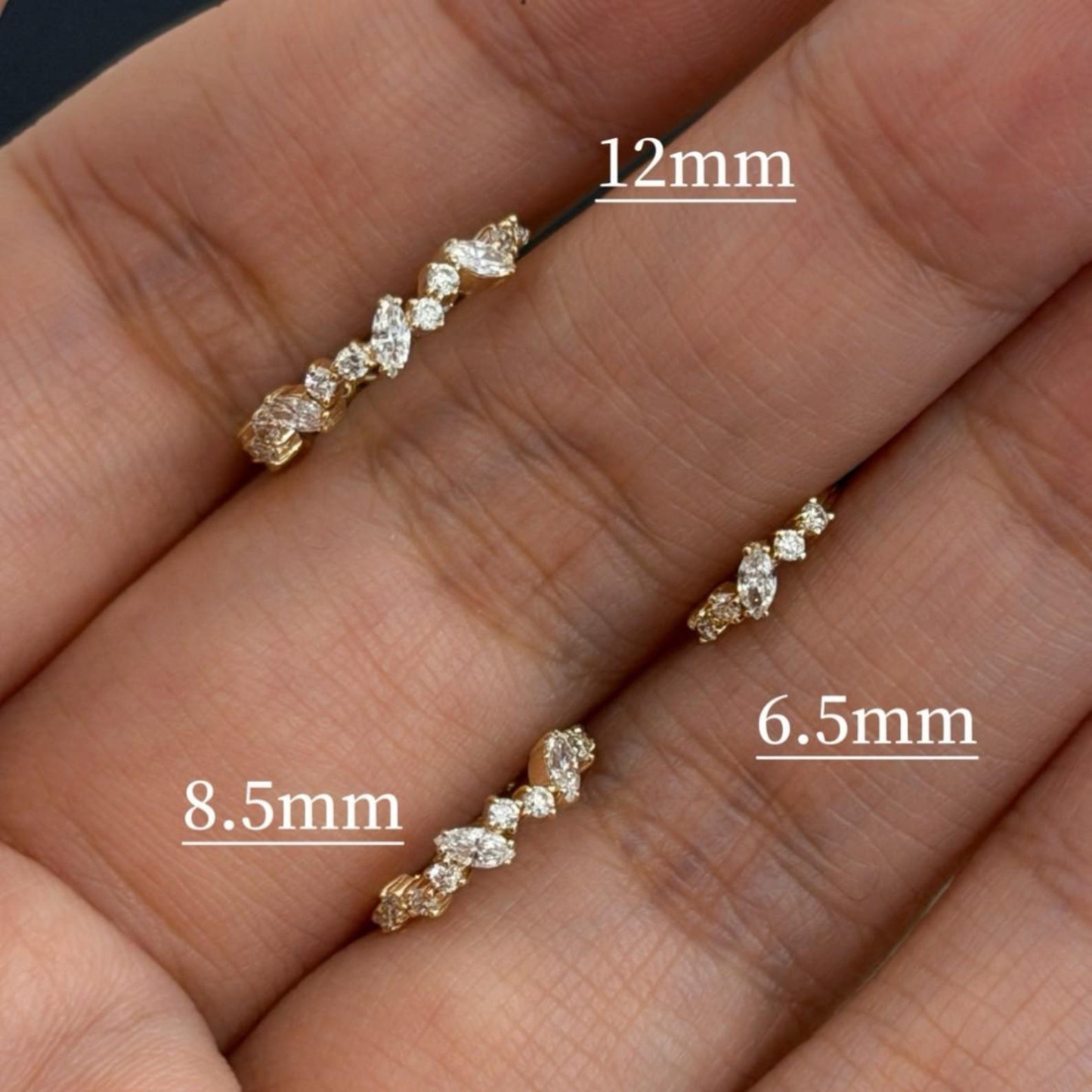 Marquise CZ Irregular Huggie Hoops