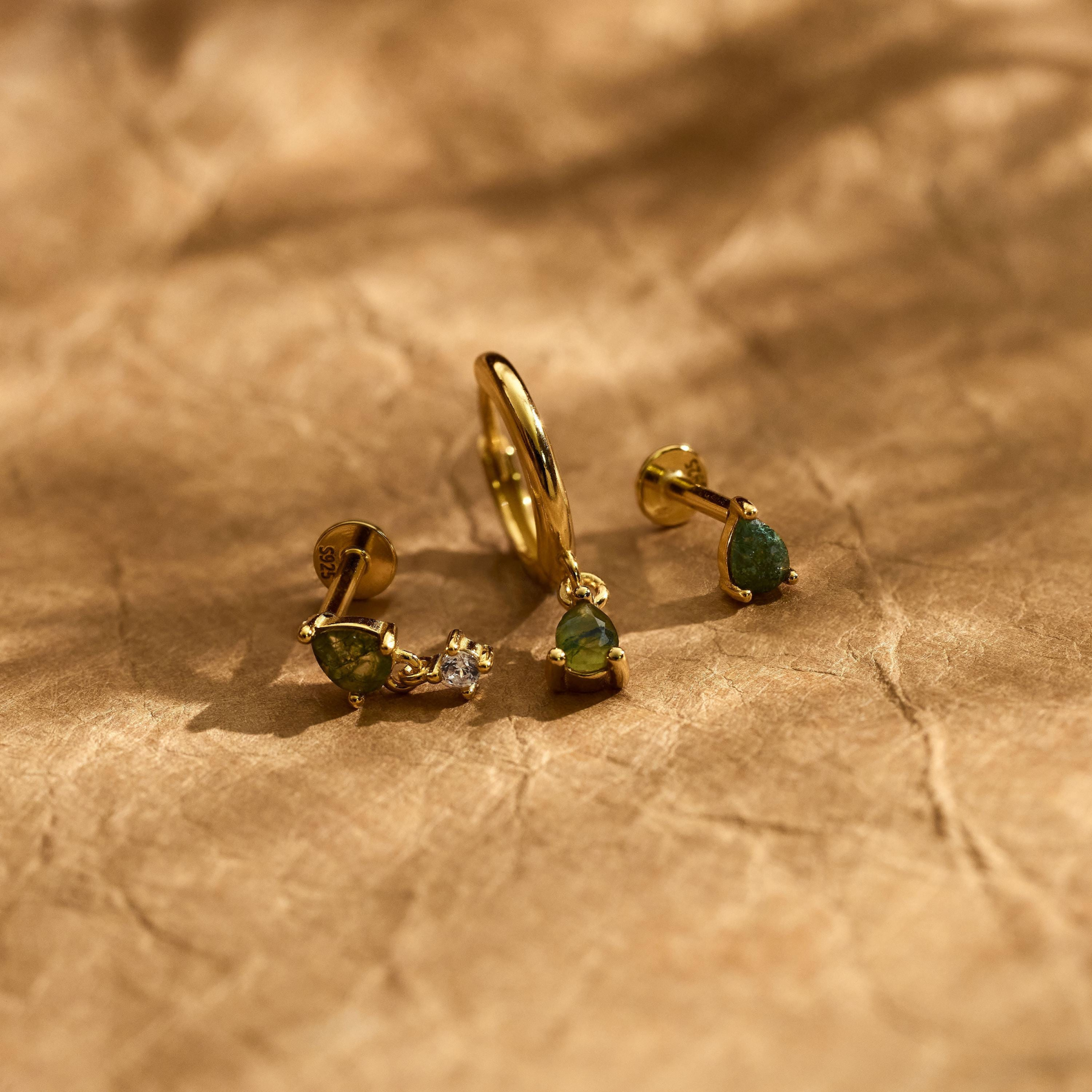 Moss Agate Earring (1 PC)