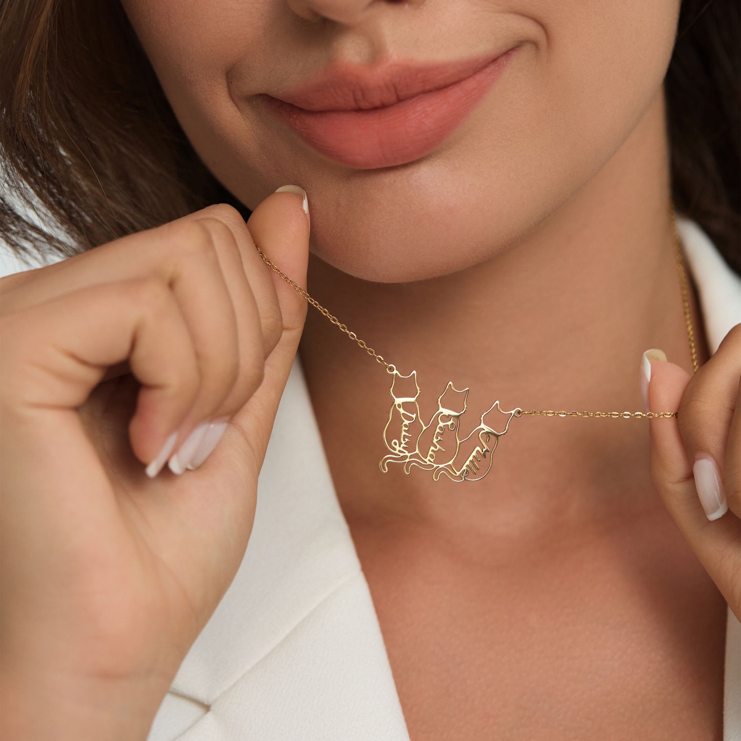 Personalized Name Lucky Cat Necklace