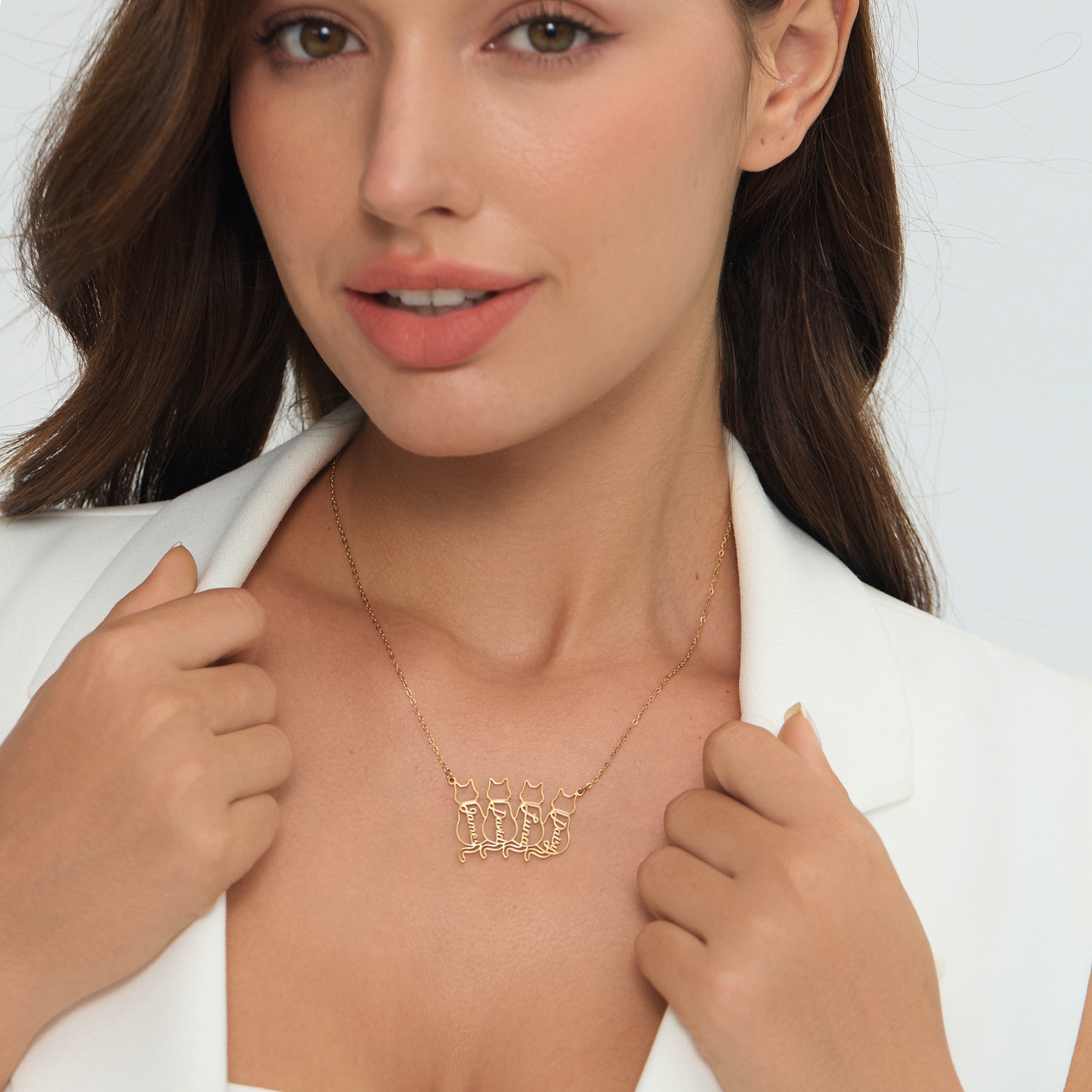 Personalized Name Lucky Cat Necklace