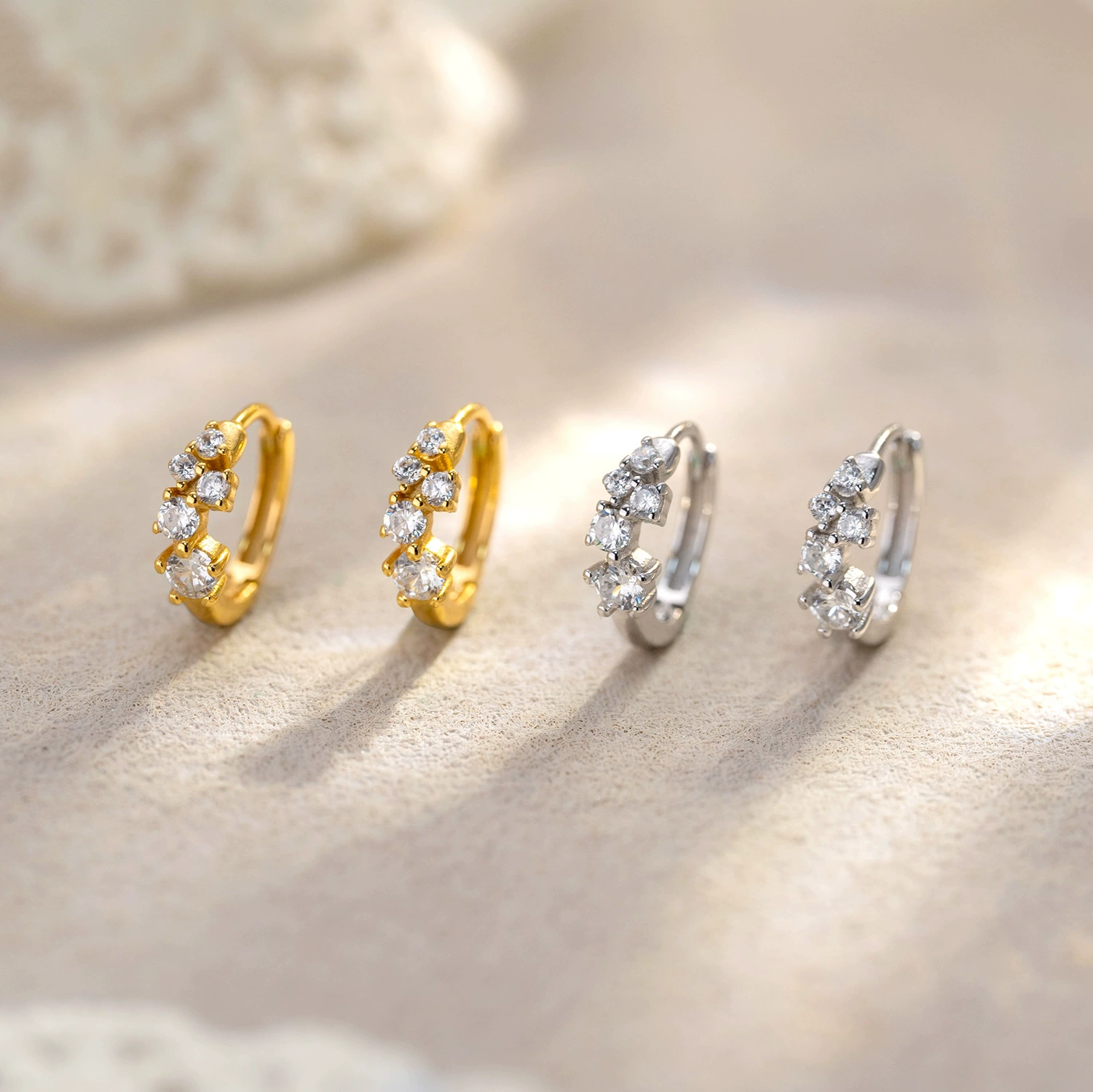 Delicate Diamond Hoop Earrings — Little Sparks of Happiness