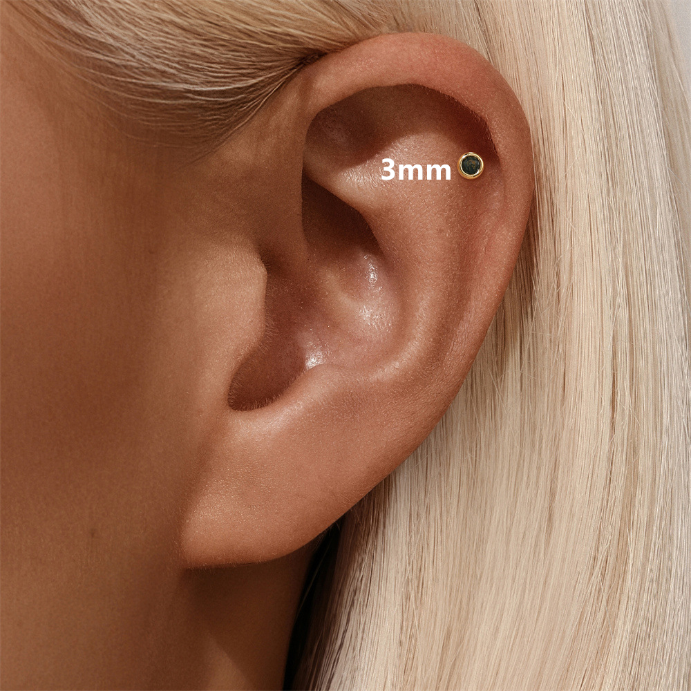 Sterling Silver Natural Moss Agate Gemstone Stud (1 PC)