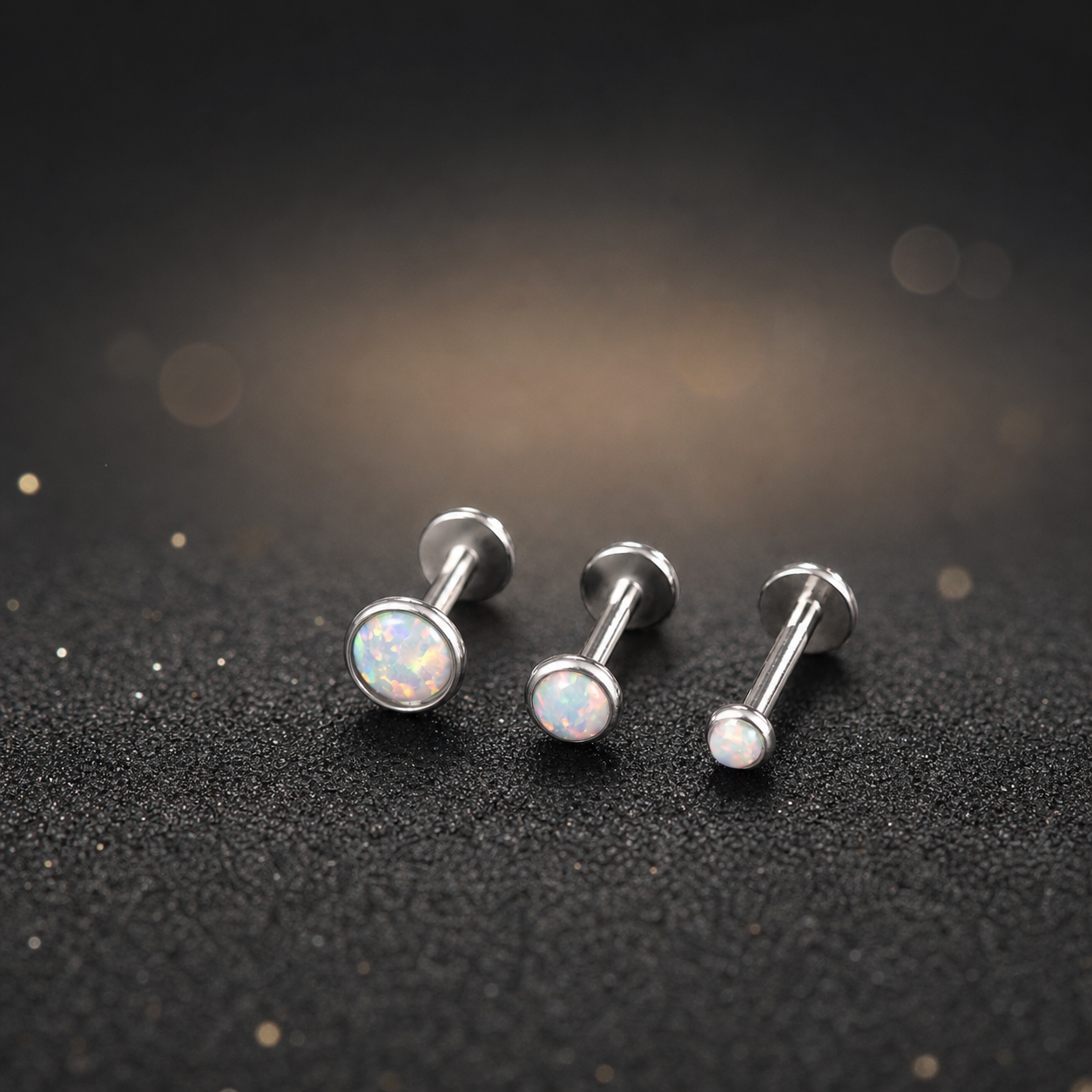 Bezel Opal Flat Back Studs — A Tiny Dream Glow