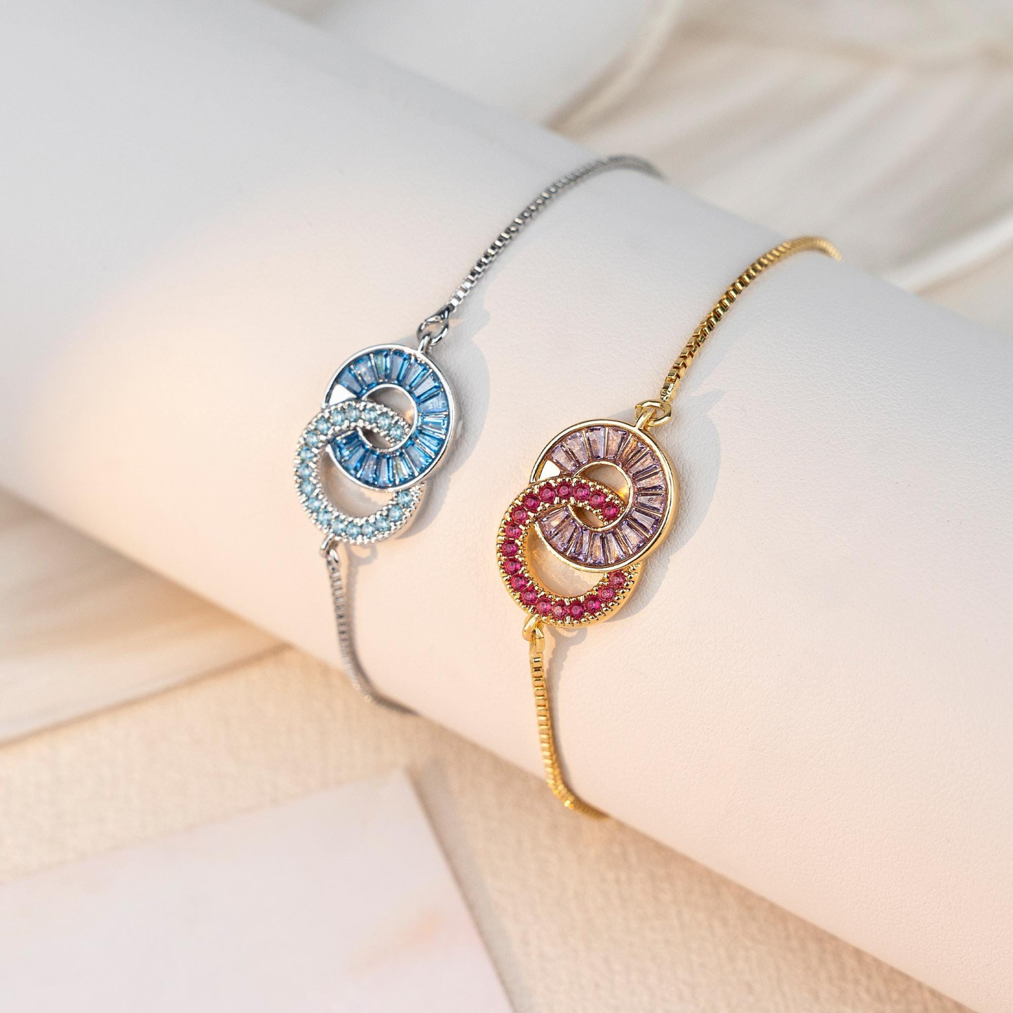 Mother & Daughter Birthstone Bracelet — Two Hearts, Always Connected