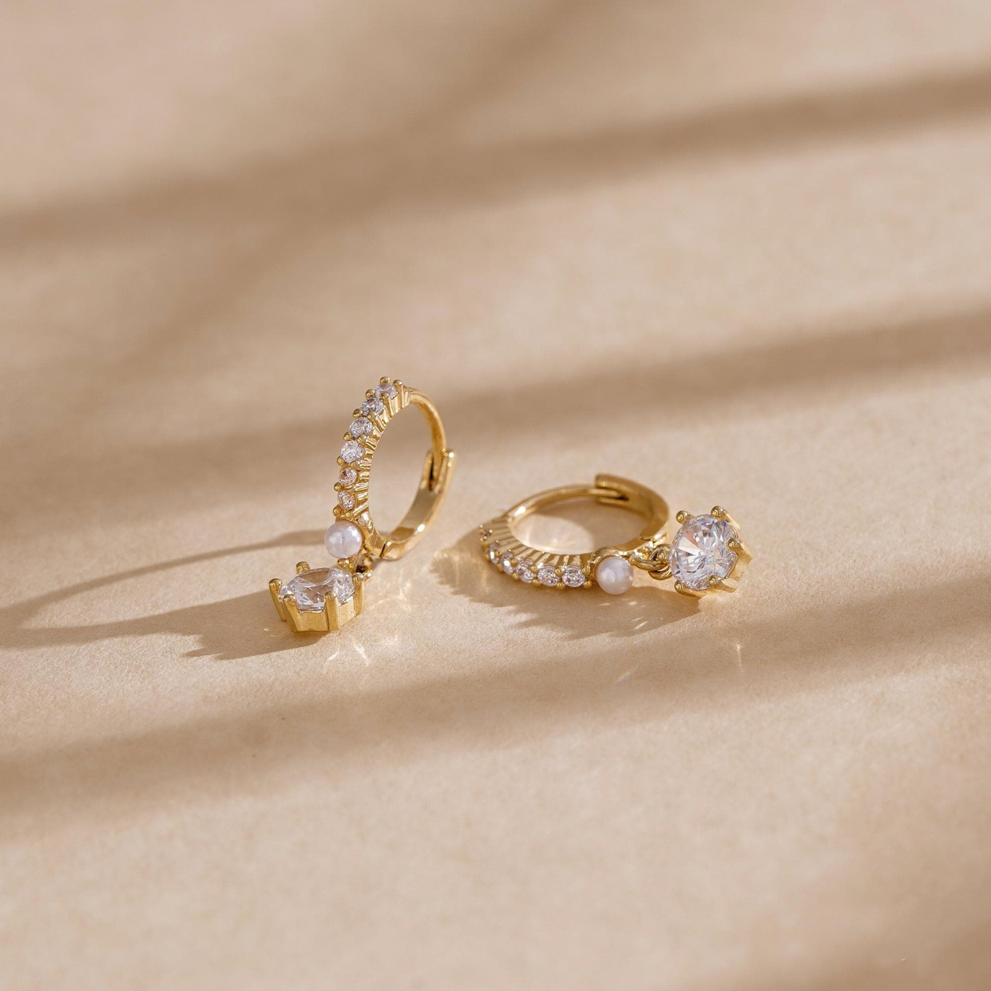 Minimalist Diamond Huggie Hoop Earrings(2 PCS)