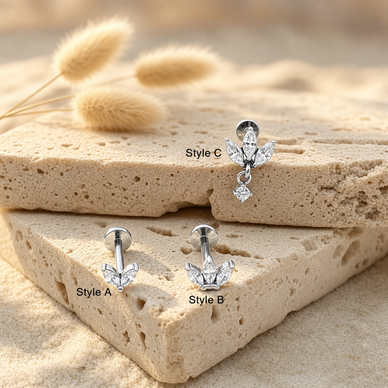 Marquise CZ Stud Earrings — Petal-Like Sparkle for Your Ear Stack