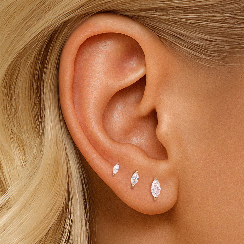 Tiny Marquise Helix Stud Earrings (3 PCS)