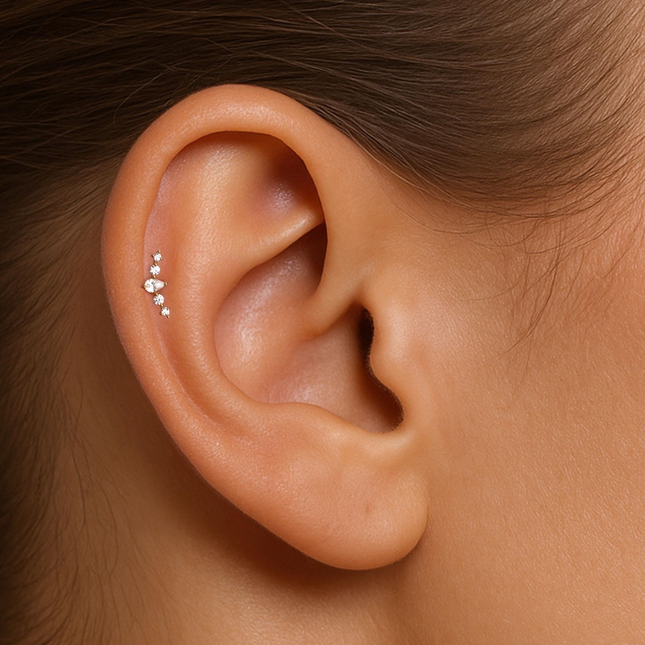 Sterling Silver Cz Climber Labret (1 PC)