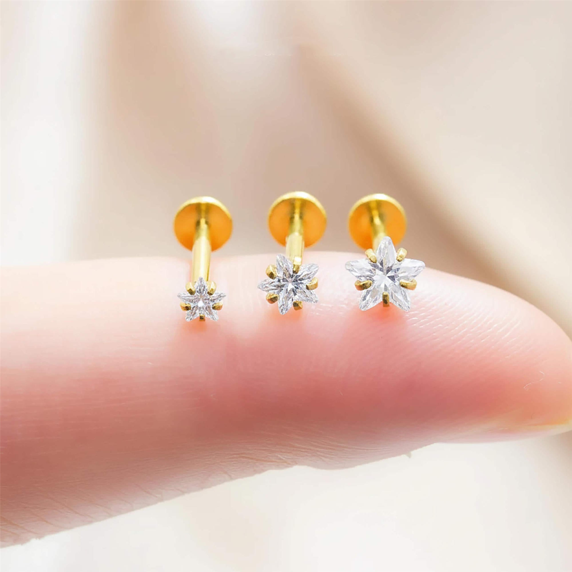 CZ Star Flat Back Labret Stud (2PCS)
