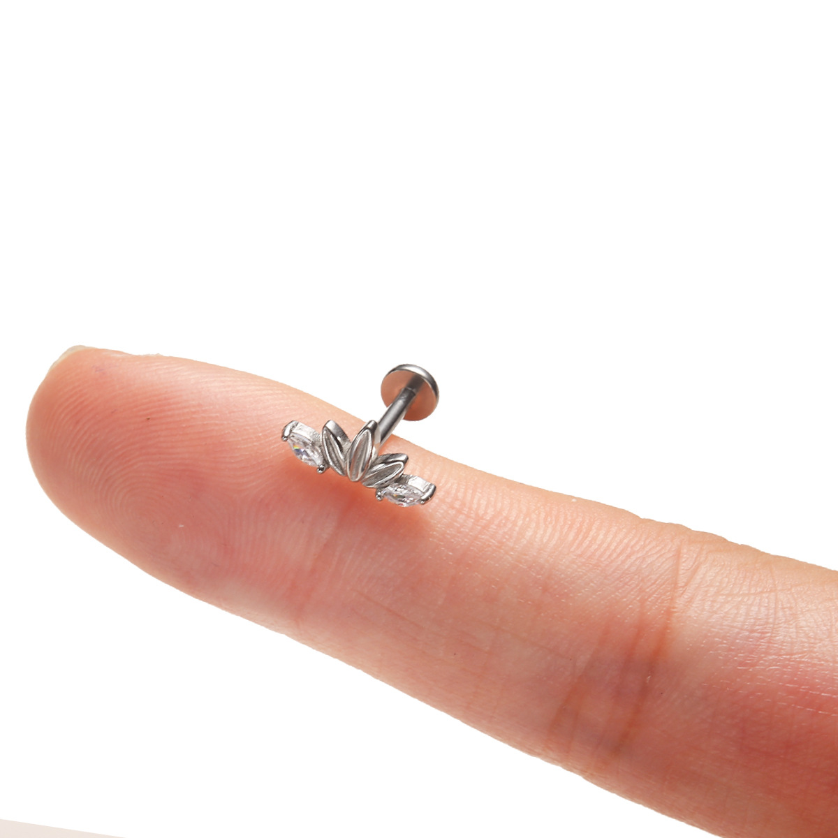 Delicate Floral CZ Flat Back Stud