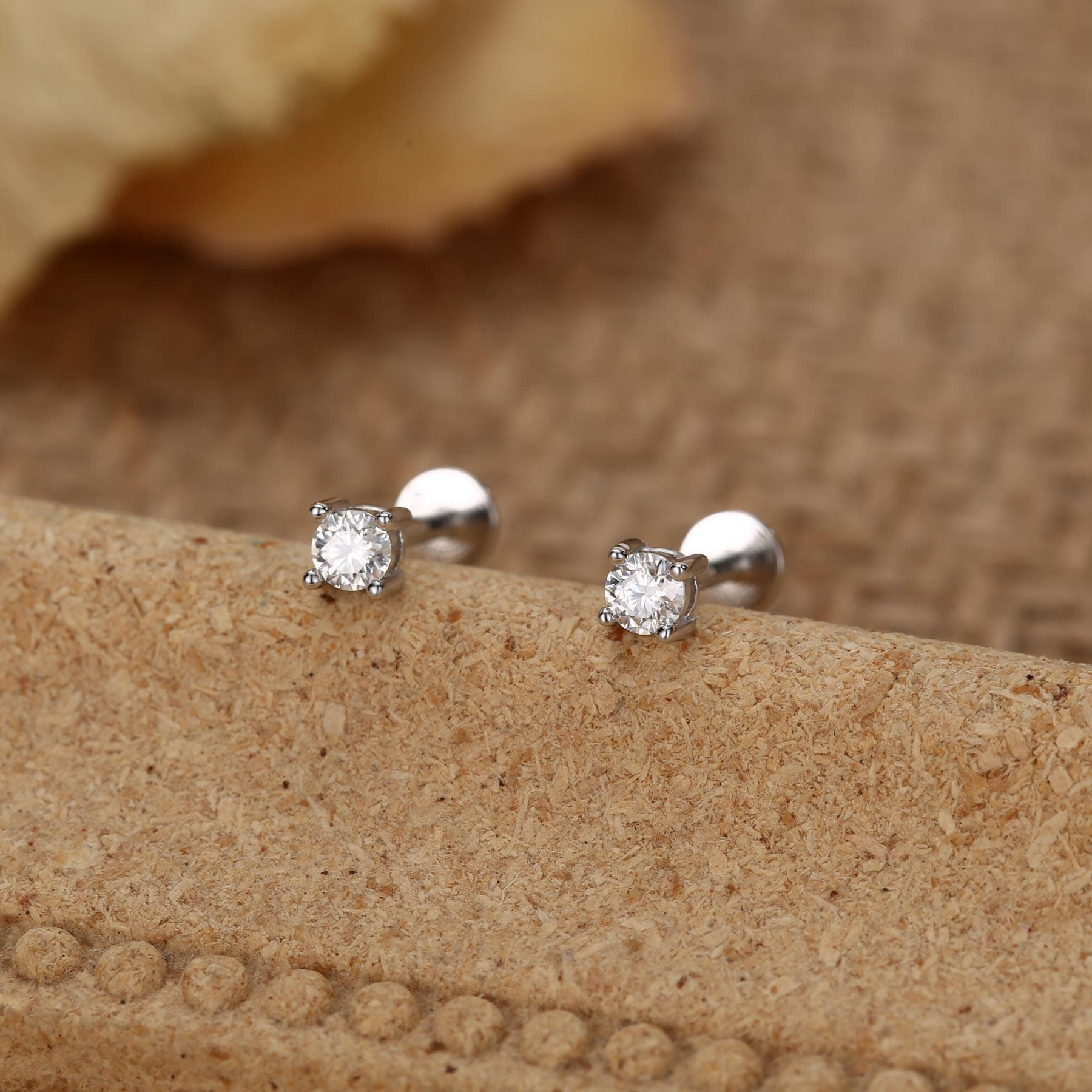 Moissanite Flat Back Labret Earring