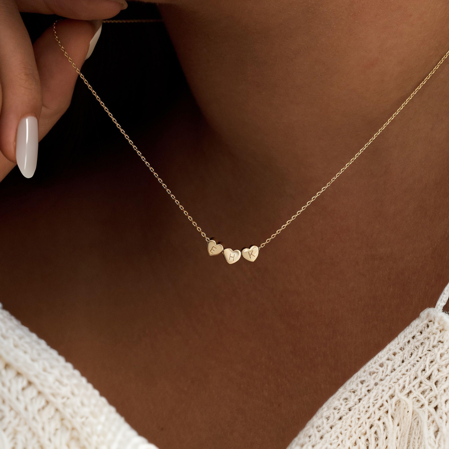 Personalized Tiny 3D Initial Heart Charm Necklace