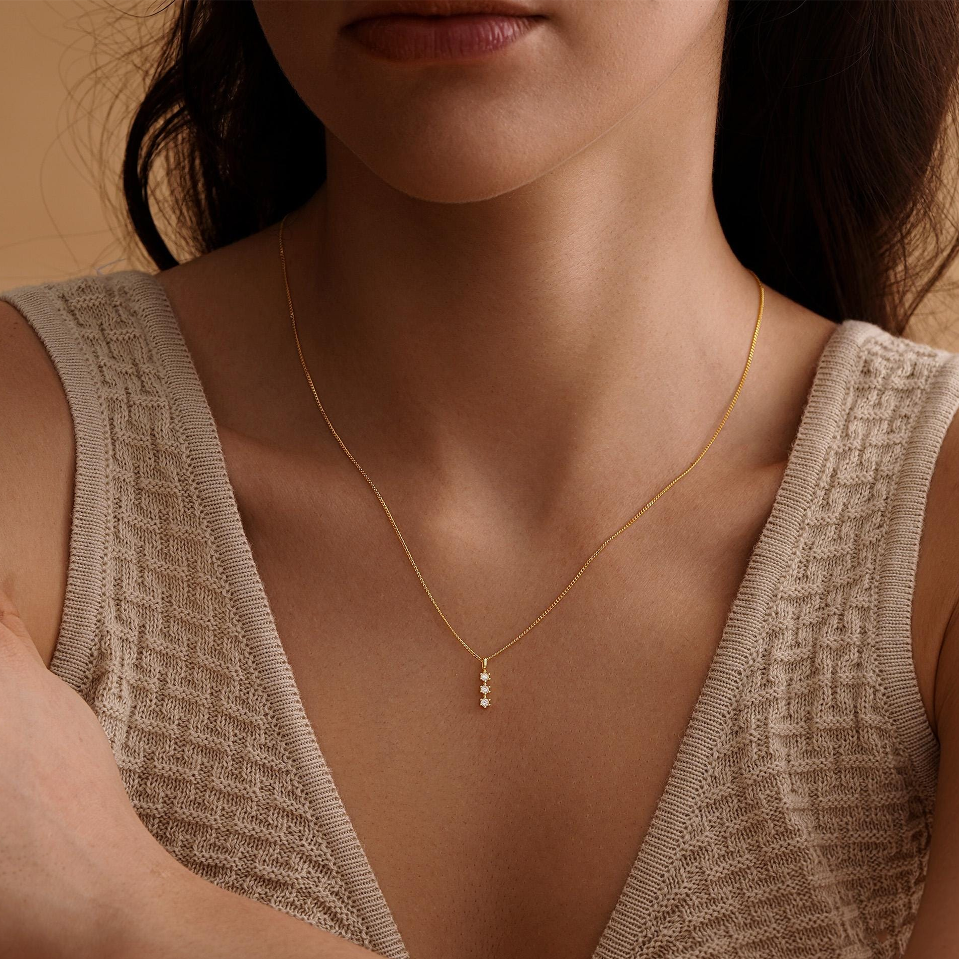 3 Tiny Diamond Necklace