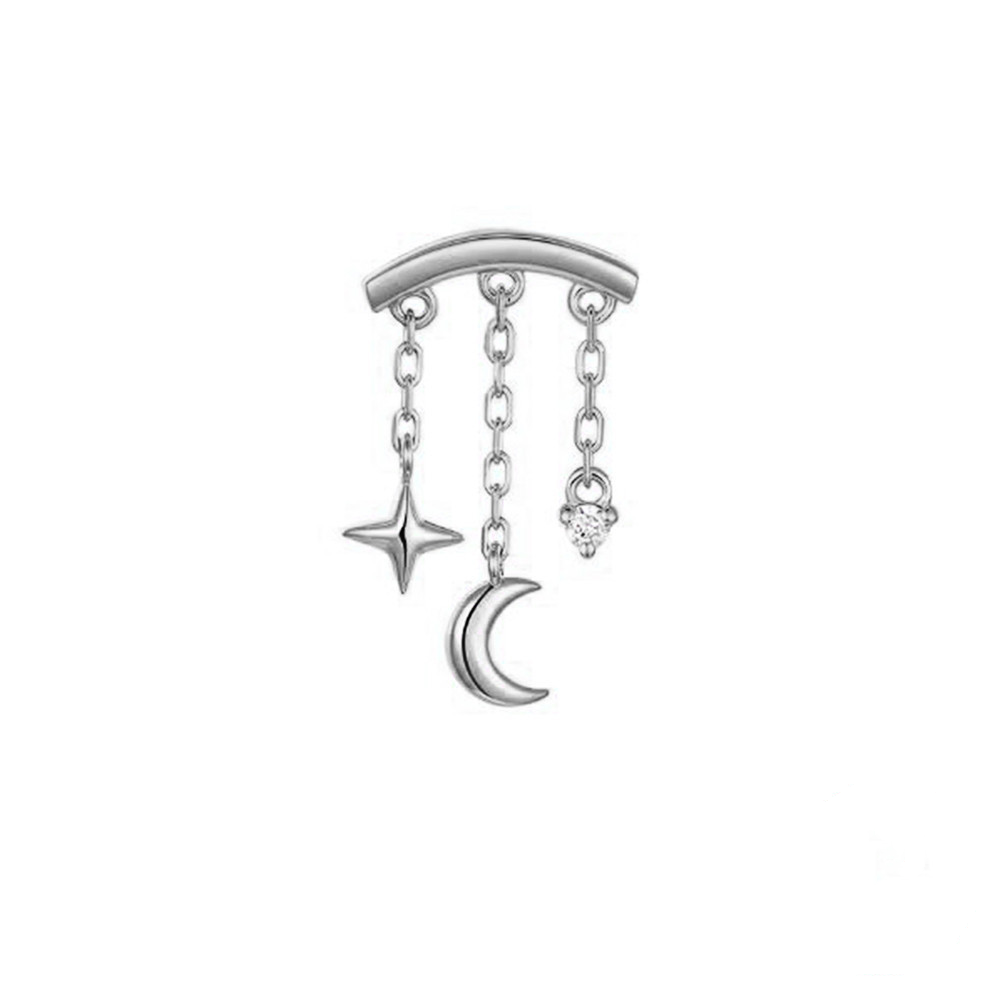 Hidden Chain Moon & Star Flat Back Stud