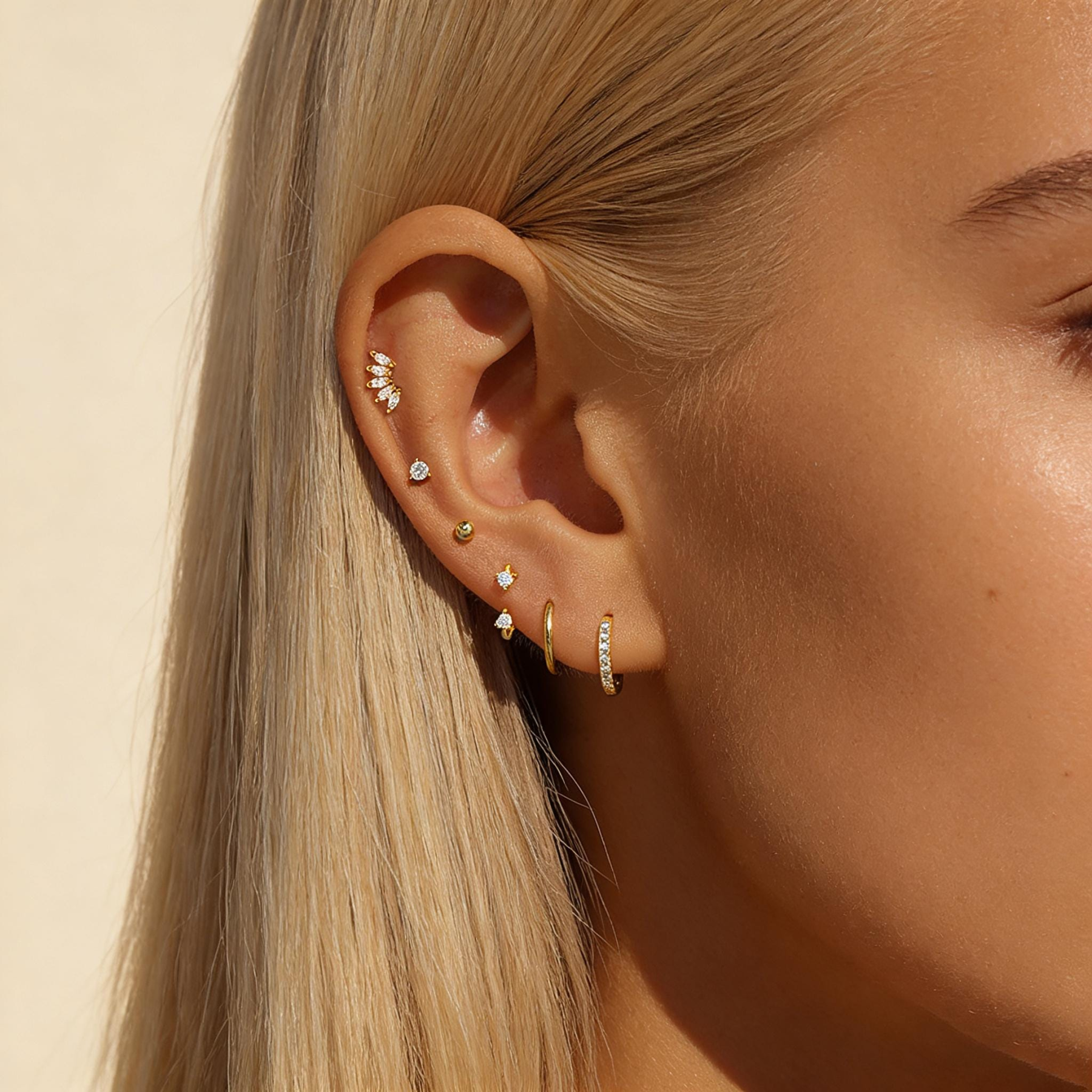 CZ Pavé Stud & Hoop Earring Set