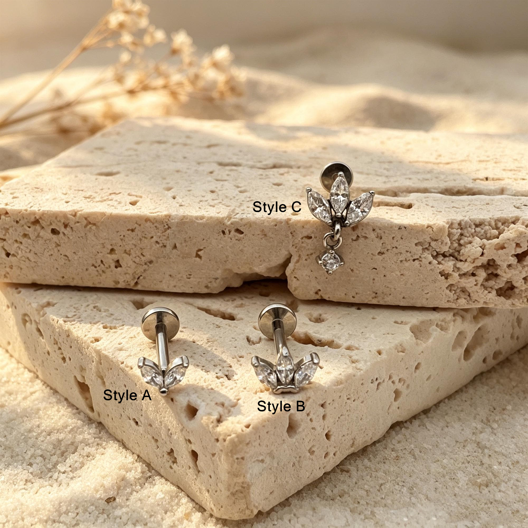 Marquise CZ Stud Earrings — Petal-Like Sparkle for Your Ear Stack