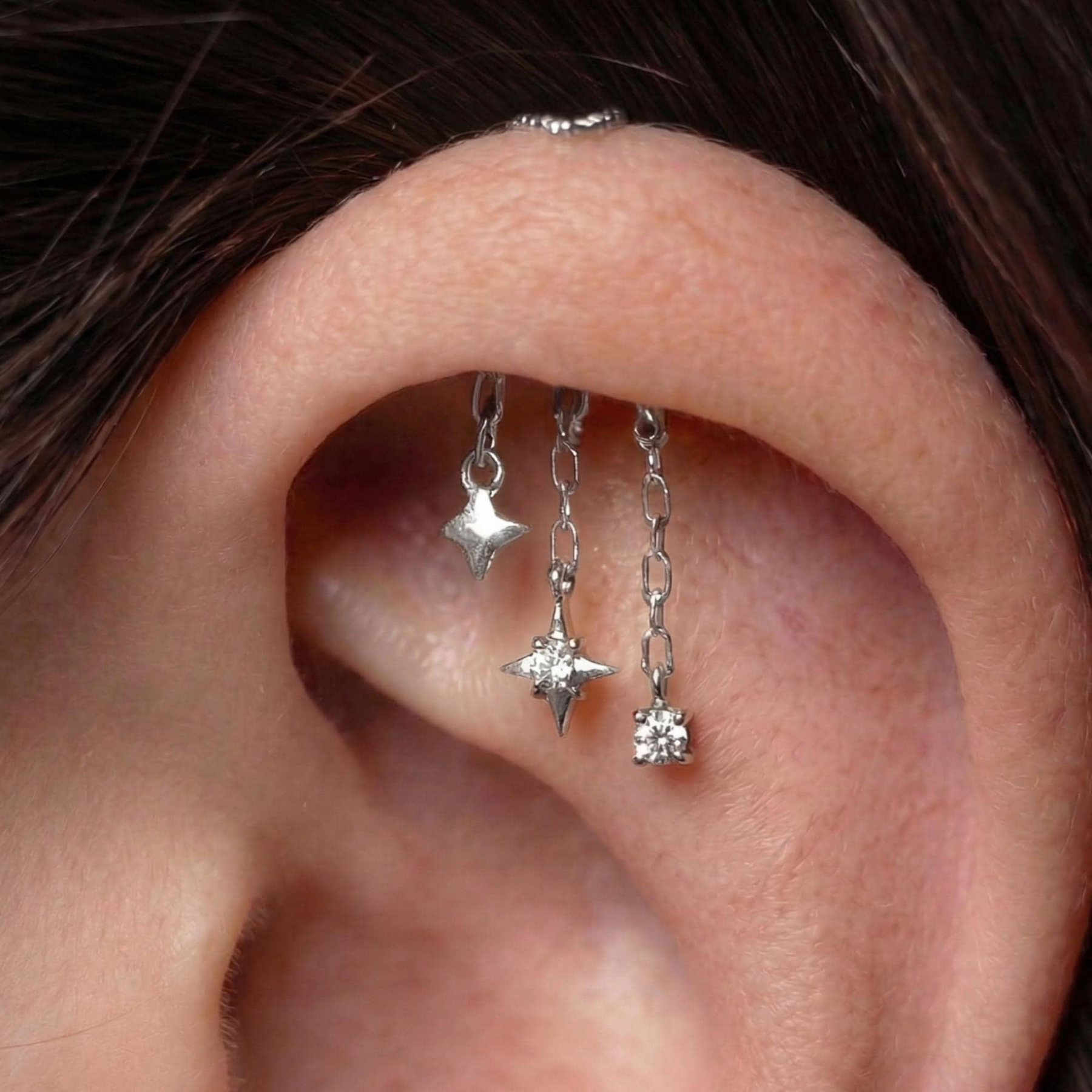 Vertical Spiral Chain Earring