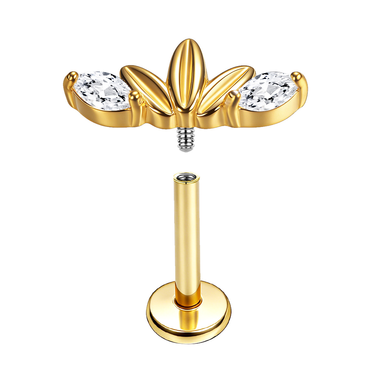 Delicate Floral CZ Flat Back Stud